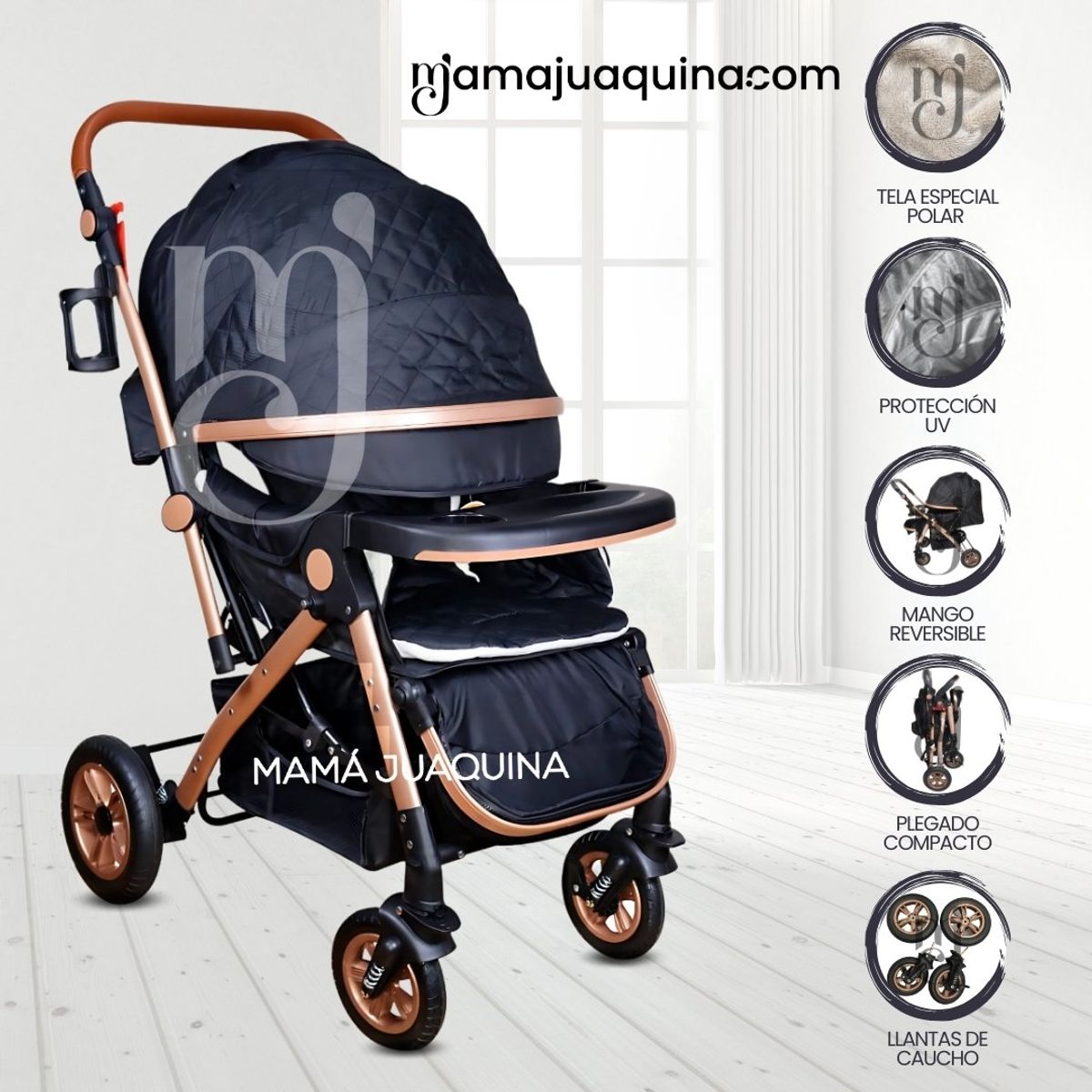 BABY - Coche Cuna De Lujo «ROMANI» Black
