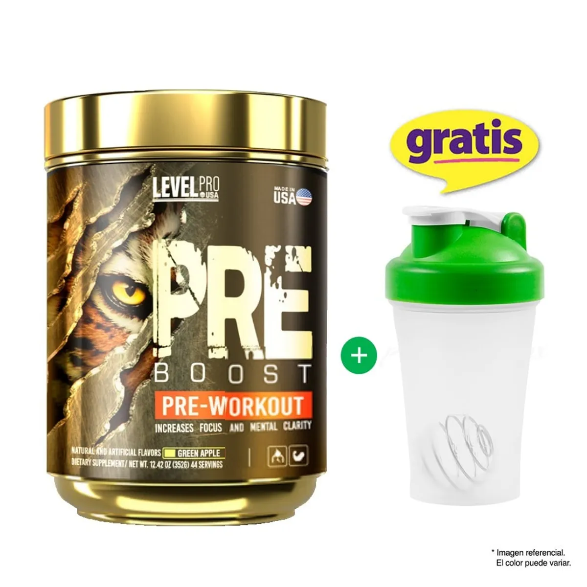 LEVEL PRO - Level Pro Pre- Entreno Pre Boost 352gr Fruit Punch + Shaker