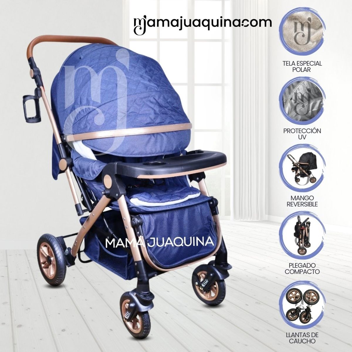 BABY - Coche Cuna De Lujo «ROMANI» Blue