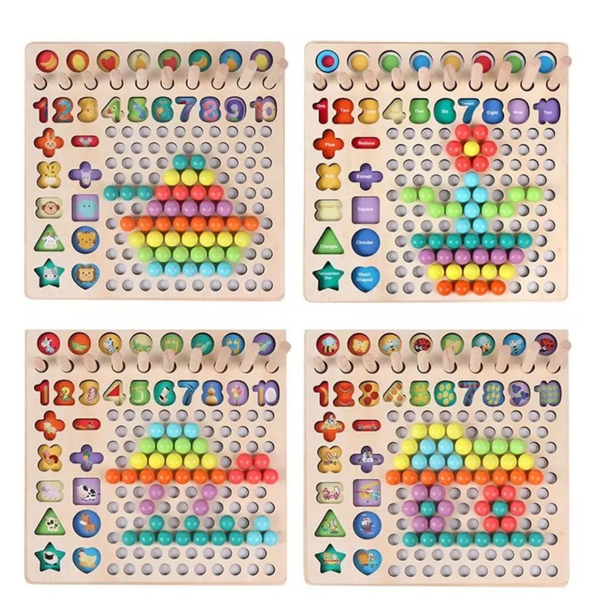LA TIENDITA DE ALE APRENDE JUGANDO - Tablero Montessori 5 en 1 Multijuego logaritmo rompecabeza mosaico Conteo pesca La tiendita de Ale