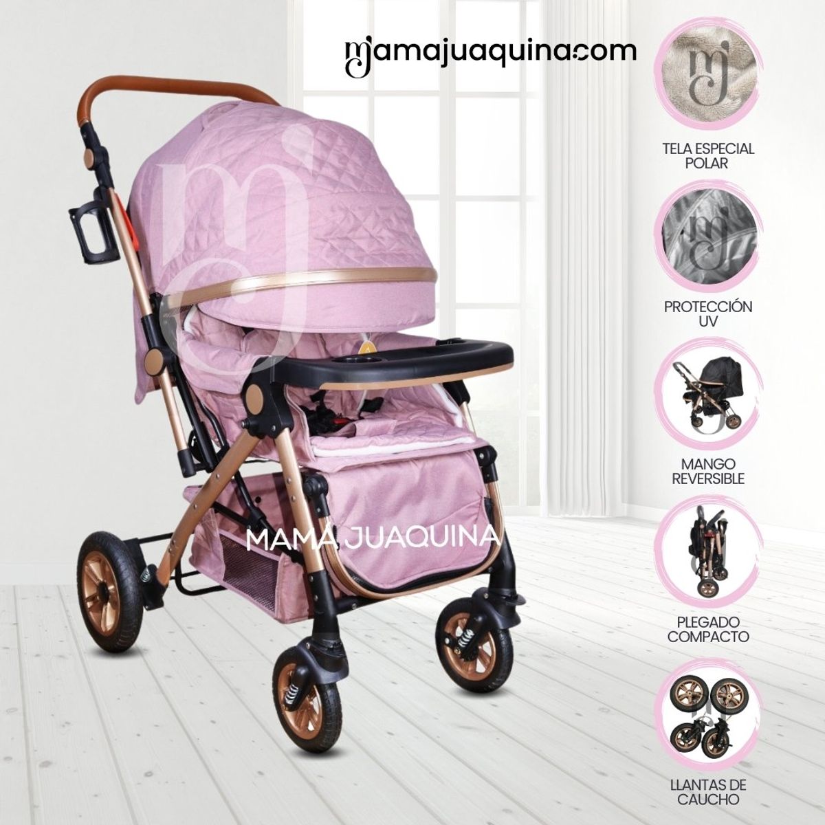 BABY - Coche Cuna De Lujo «ROMANI» Pink
