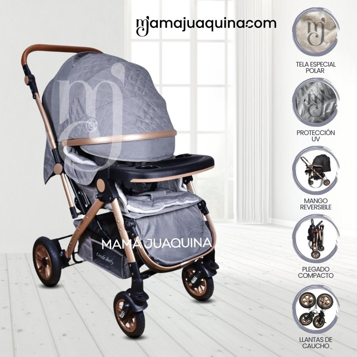 BABY - Coche Cuna De Lujo «ROMANI» Gray