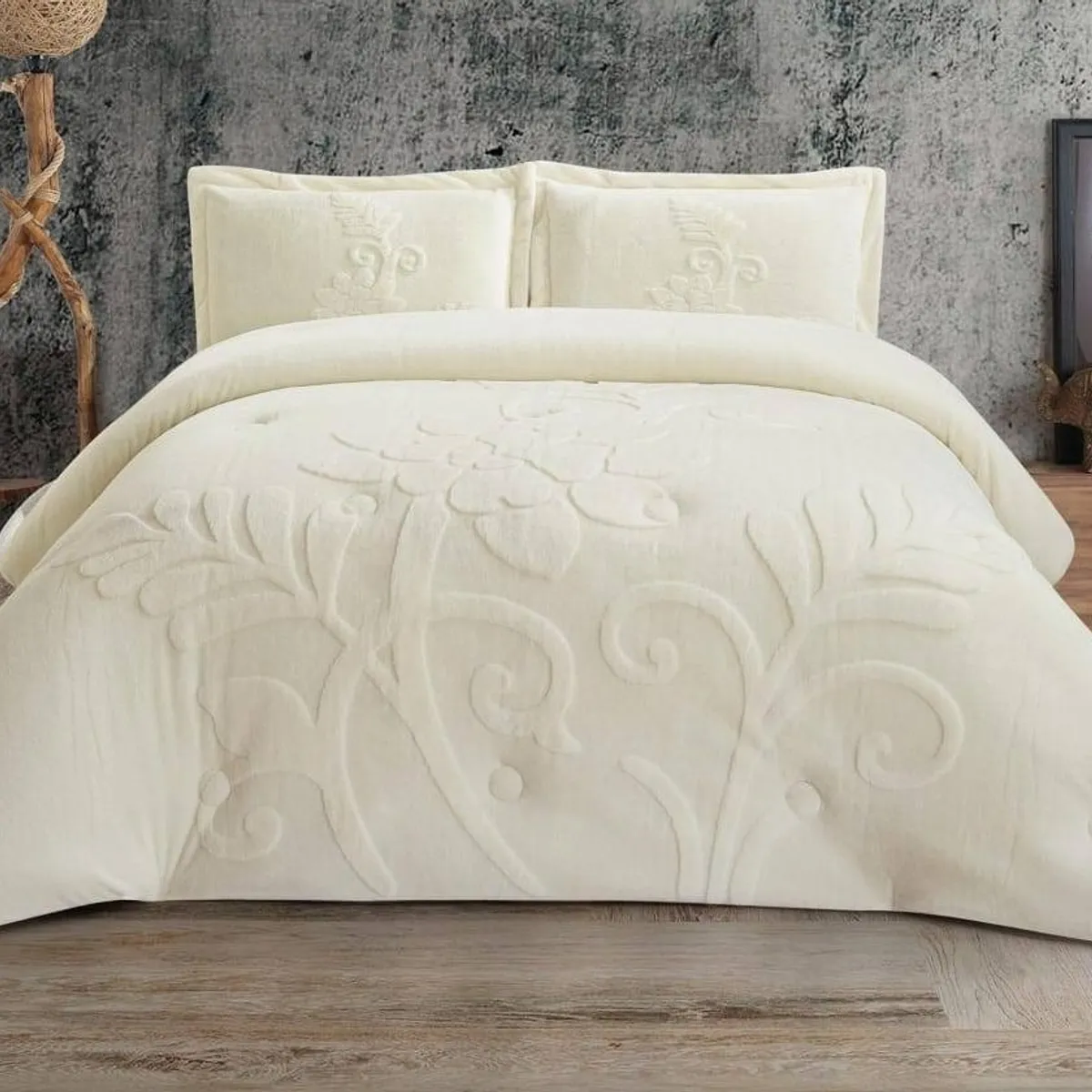 VENEZIA - Edredón 2 Plz Piel de Angel con Piel de Conejo Alto Relieve y Sábanas