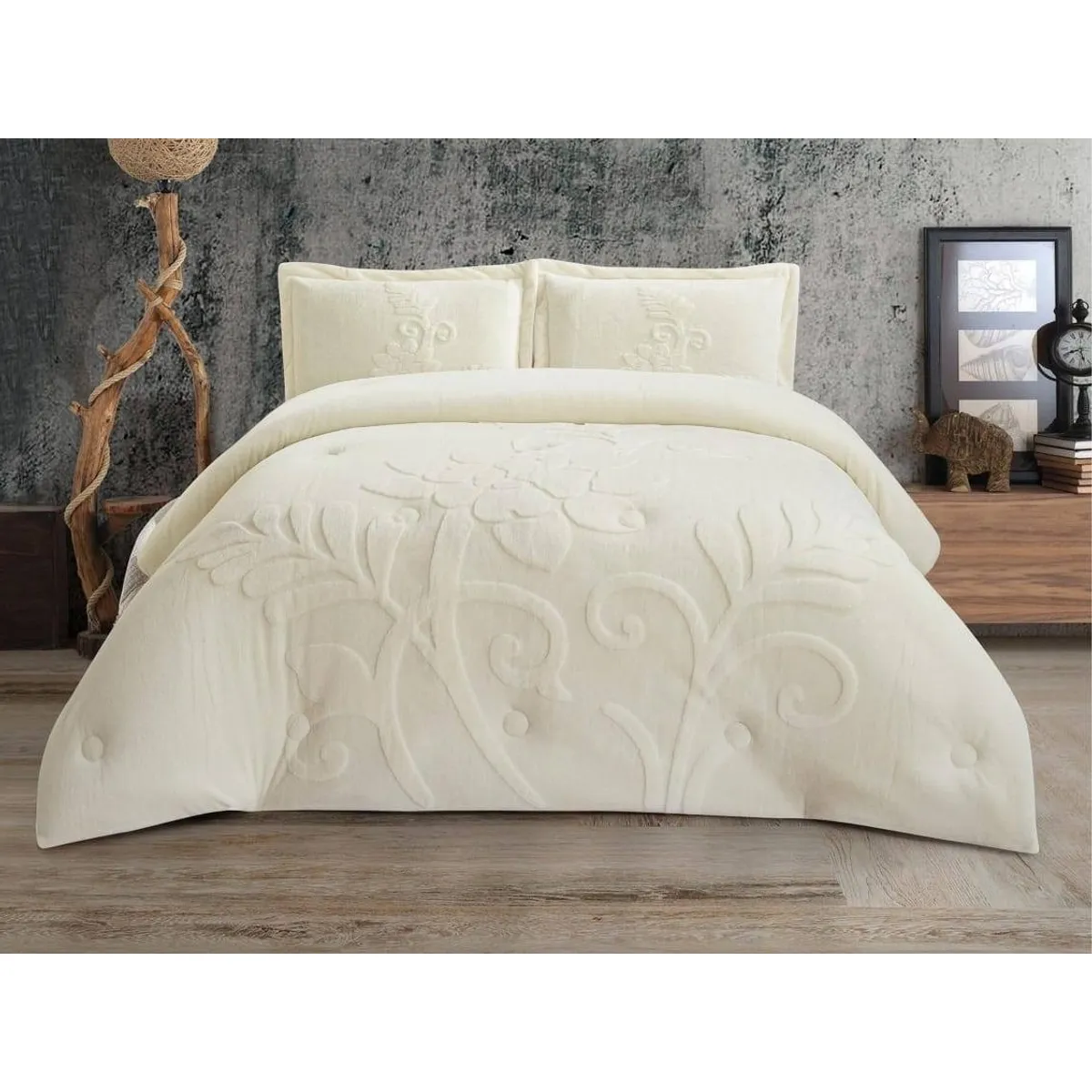 VENEZIA - Edredón 2 Plz Piel de Angel con Piel de Conejo Alto Relieve y Sábanas