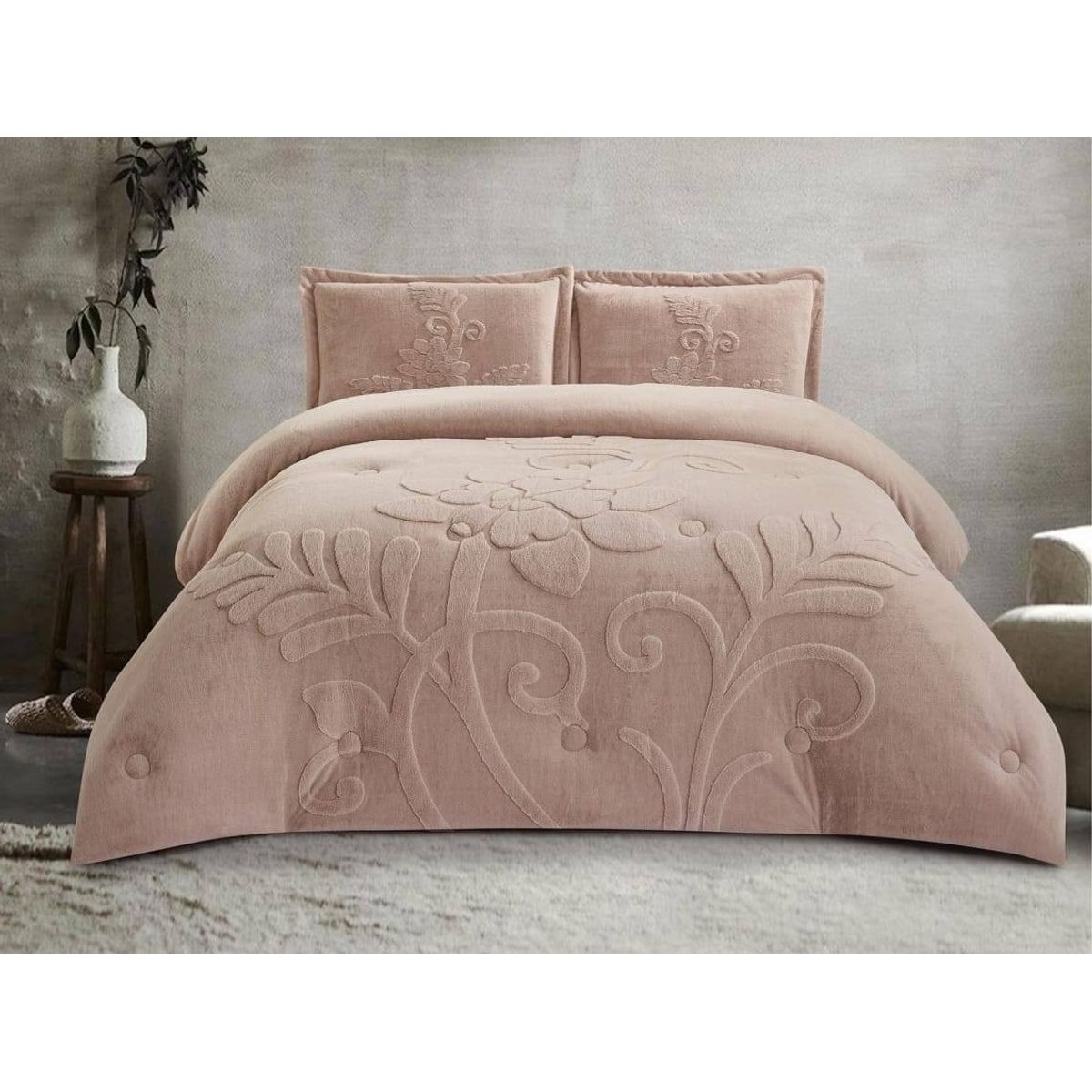 VENEZIA - Edredón 2 Plz Piel de Angel con Piel de Conejo Alto Relieve y Sábanas