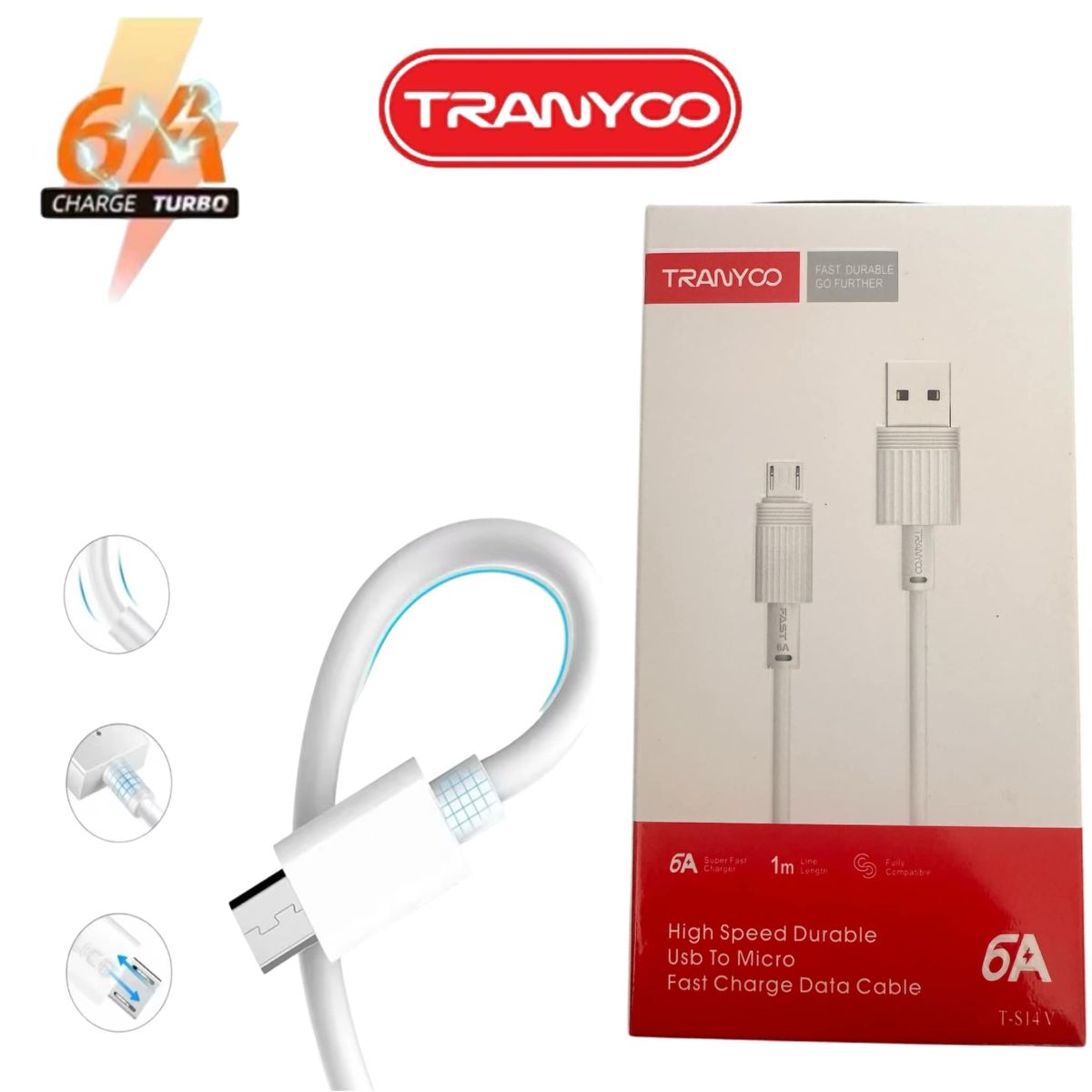 GENERICO - Cable Celular Usb Tipo V8 - 6 Amper Carga Rapida