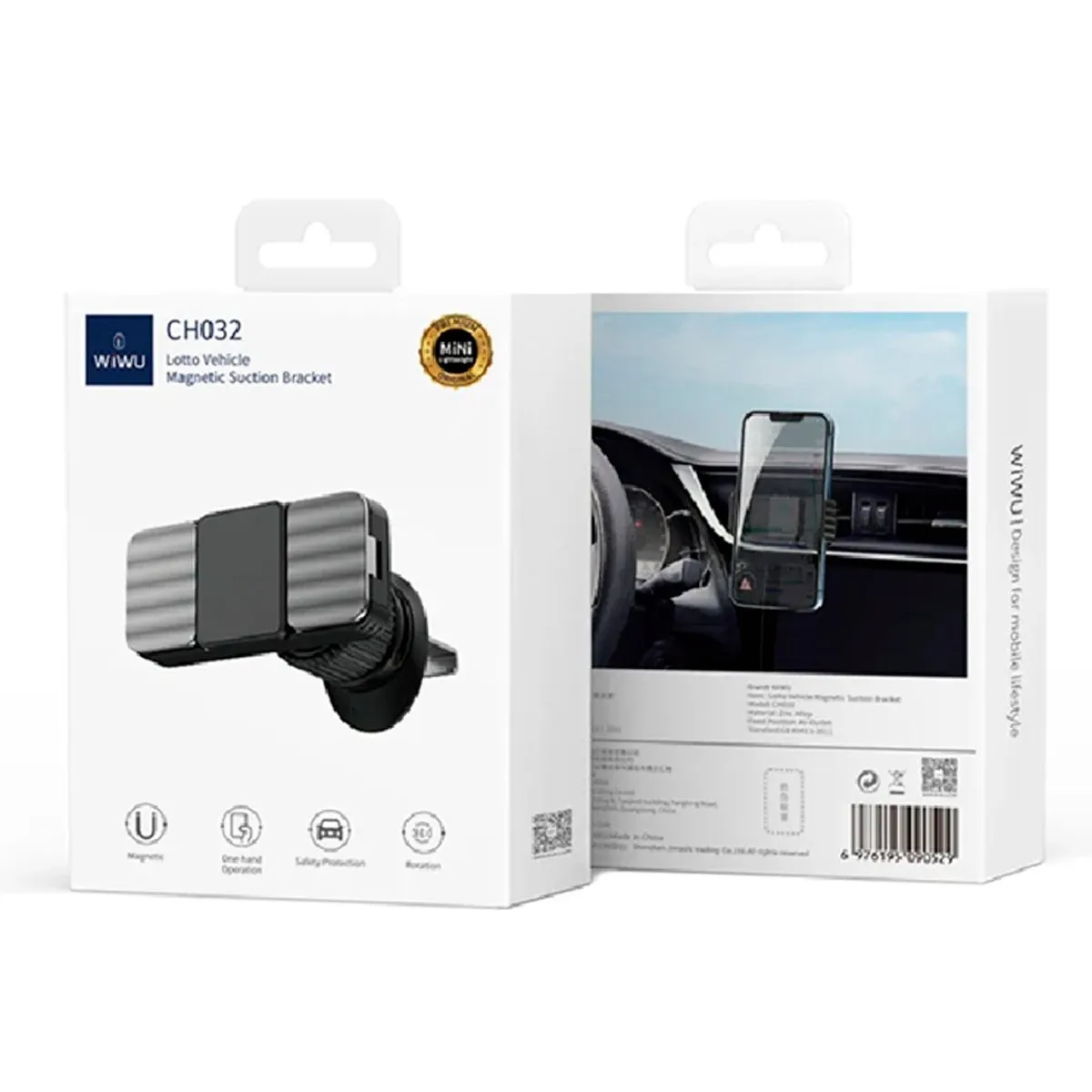 WIWU - Soporte Magnetico Para Celular WIWU Ch032 Para La Rejilla Negro