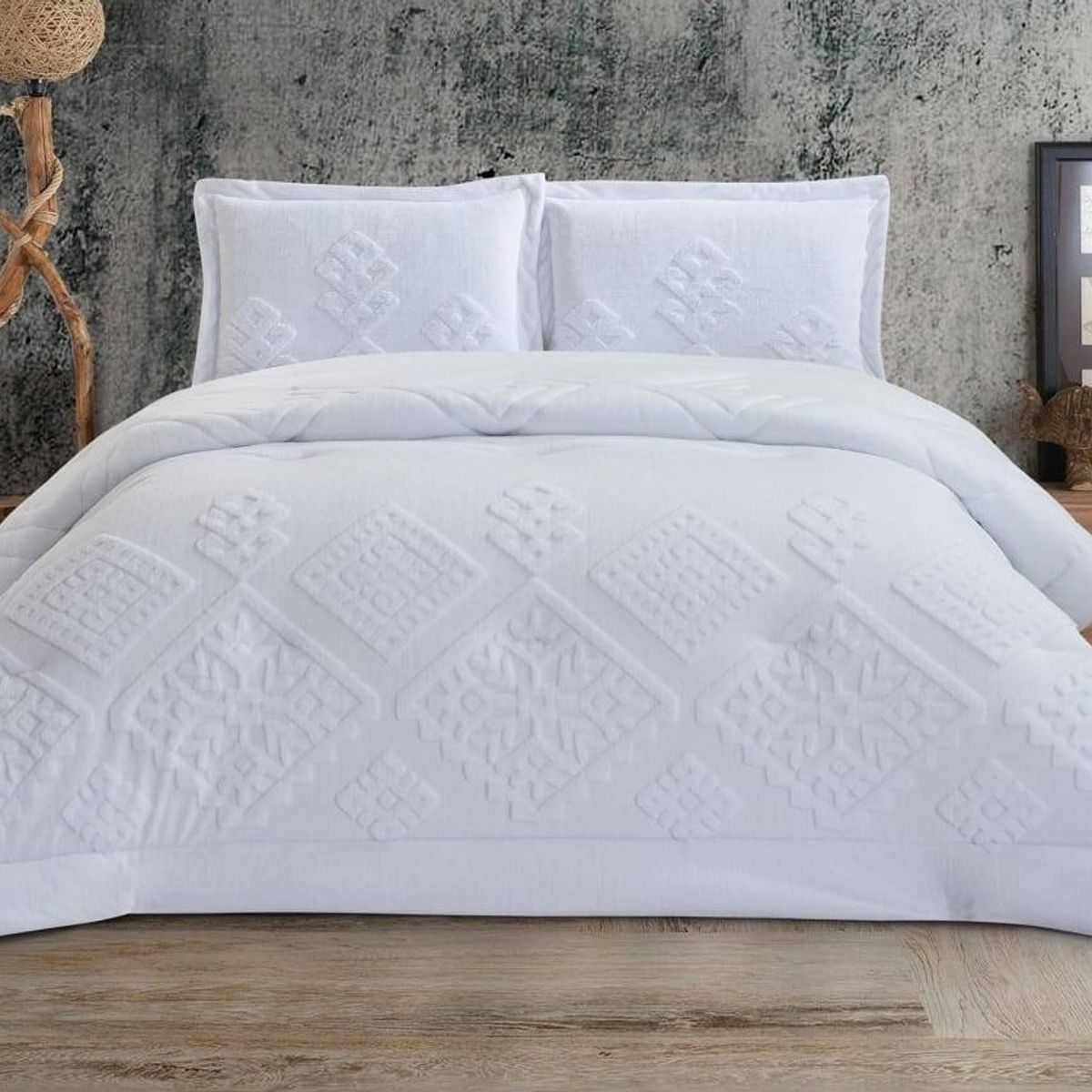 VENEZIA - Edredón Queen Piel de Angel con Piel de Conejo Alto Relieve y Sábanas