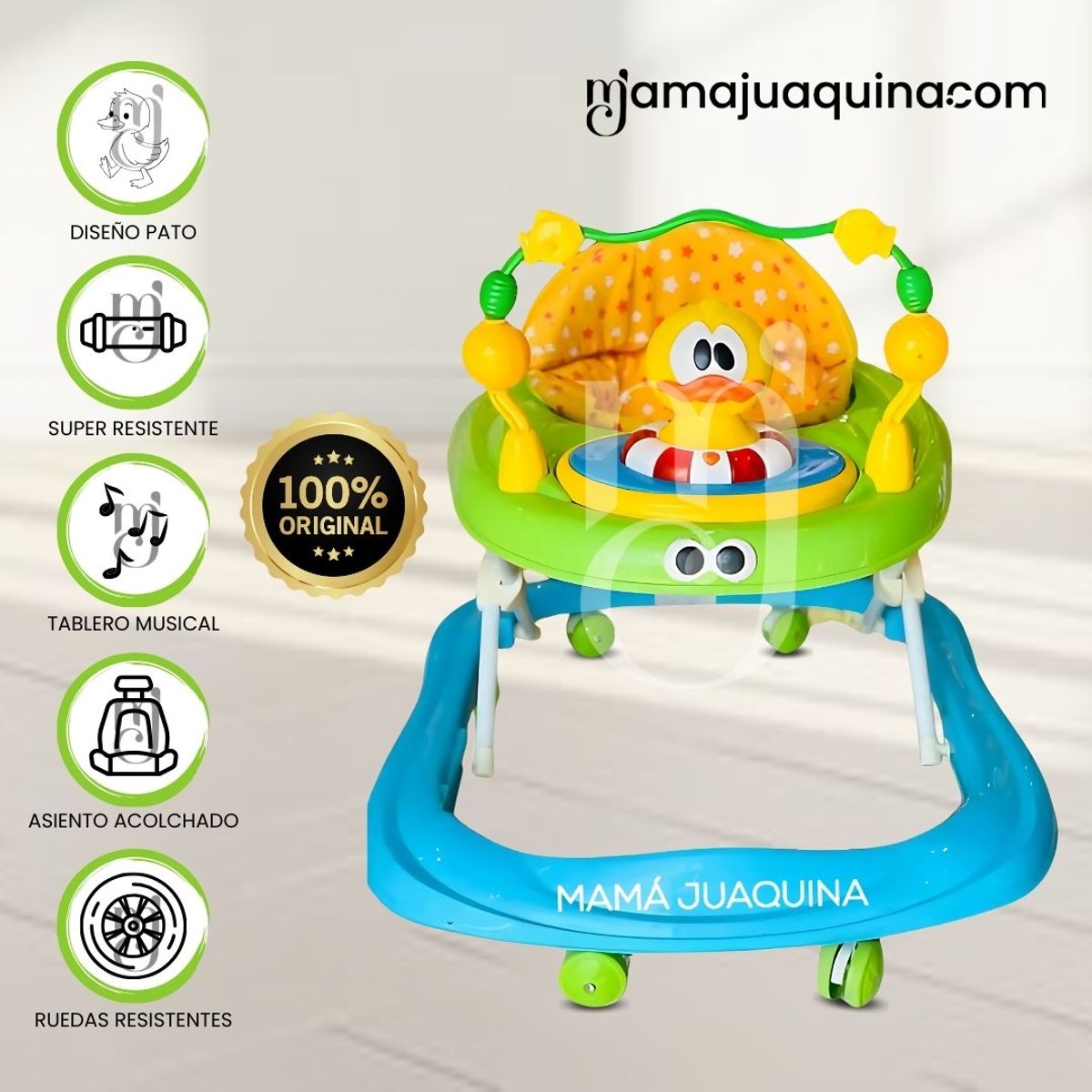 BABY - Andador con Tablero Musical «DUCKY LUCKY» 3 en 1 Green