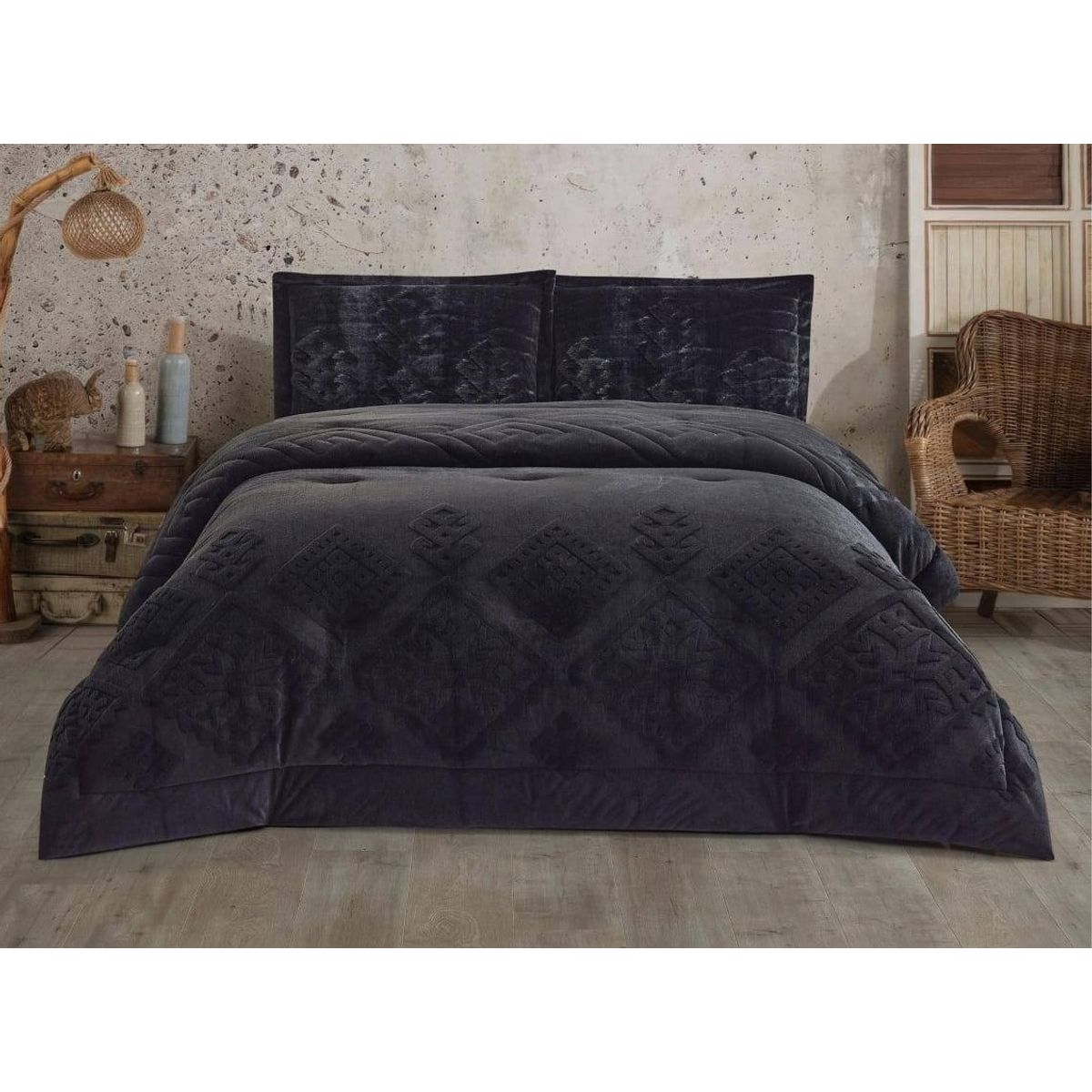 VENEZIA - Edredón King Piel de Angel con Piel de Conejo Alto Relieve y Sábanas