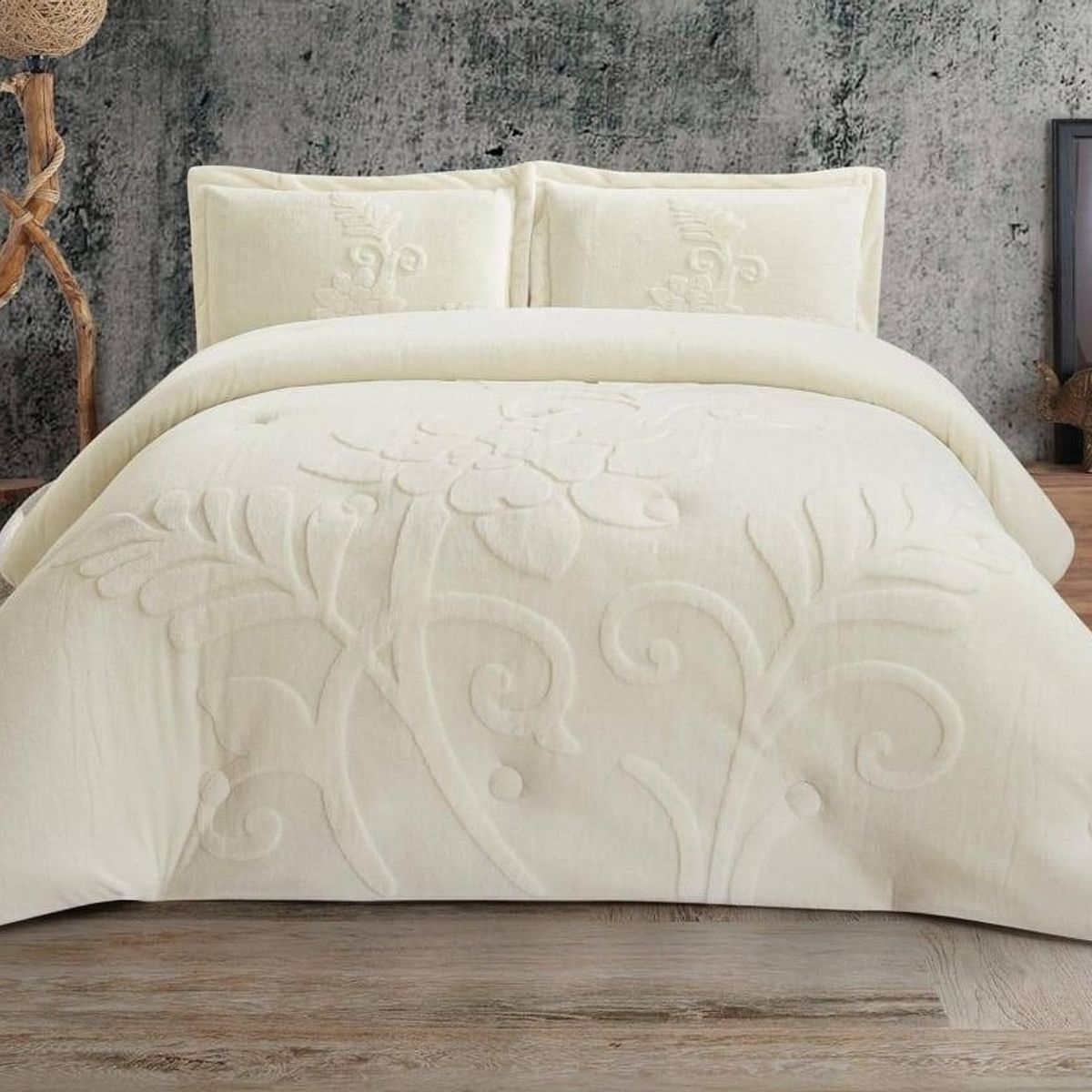 VENEZIA - Edredón King Piel de Angel con Piel de Conejo Alto Relieve y Sábanas