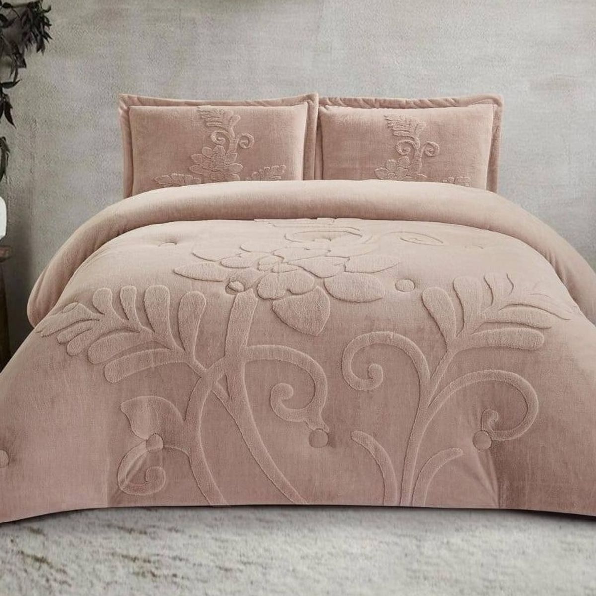 VENEZIA - Edredón King Piel de Angel con Piel de Conejo Alto Relieve y Sábanas