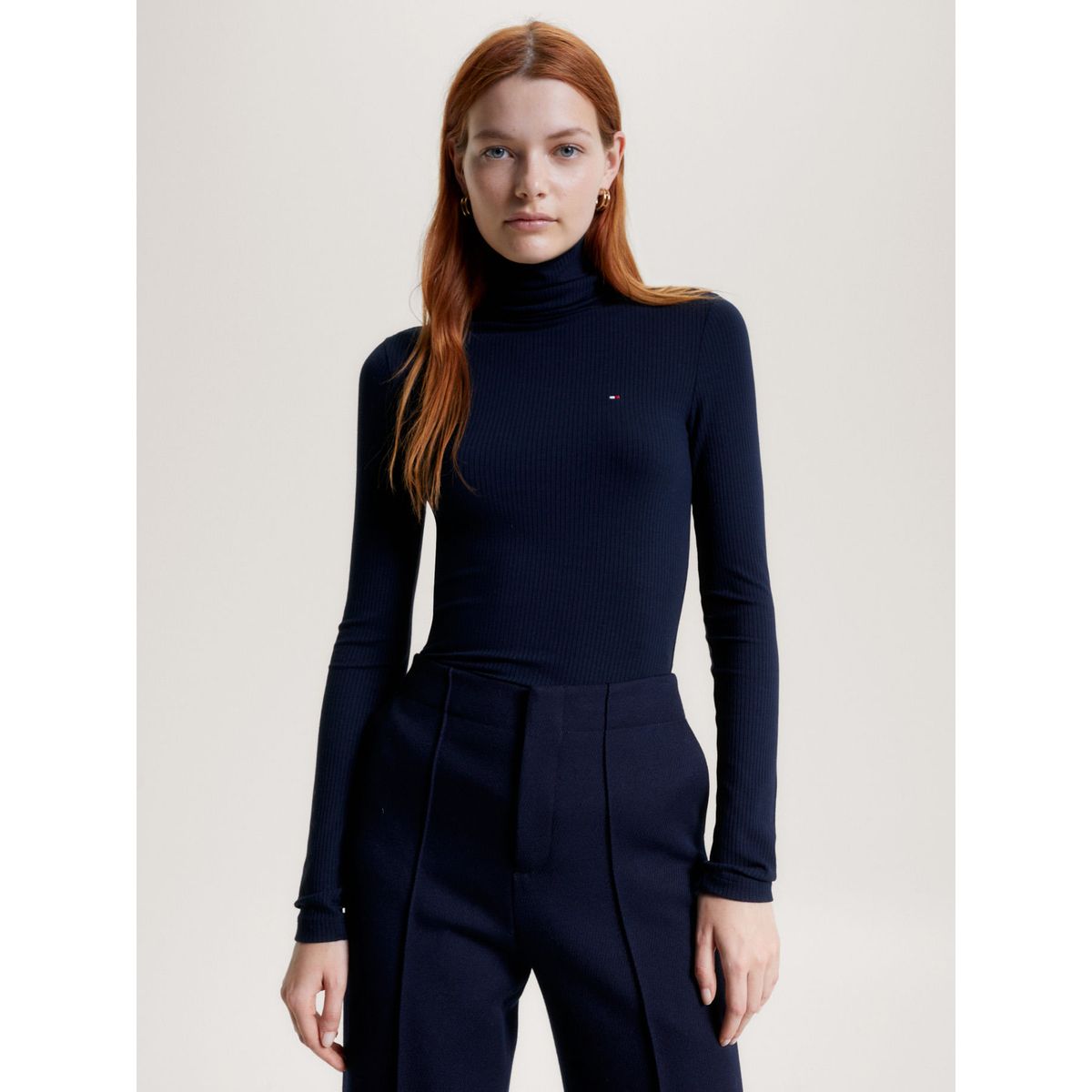 TOMMY HILFIGER - CAMISETA M/L SLIM 5X2 RIB ROLL-NK LS