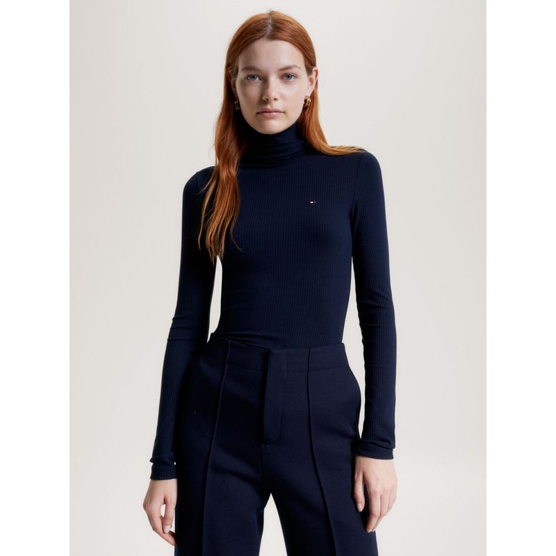 TOMMY HILFIGER - CAMISETA M/L SLIM 5X2 RIB ROLL-NK LS