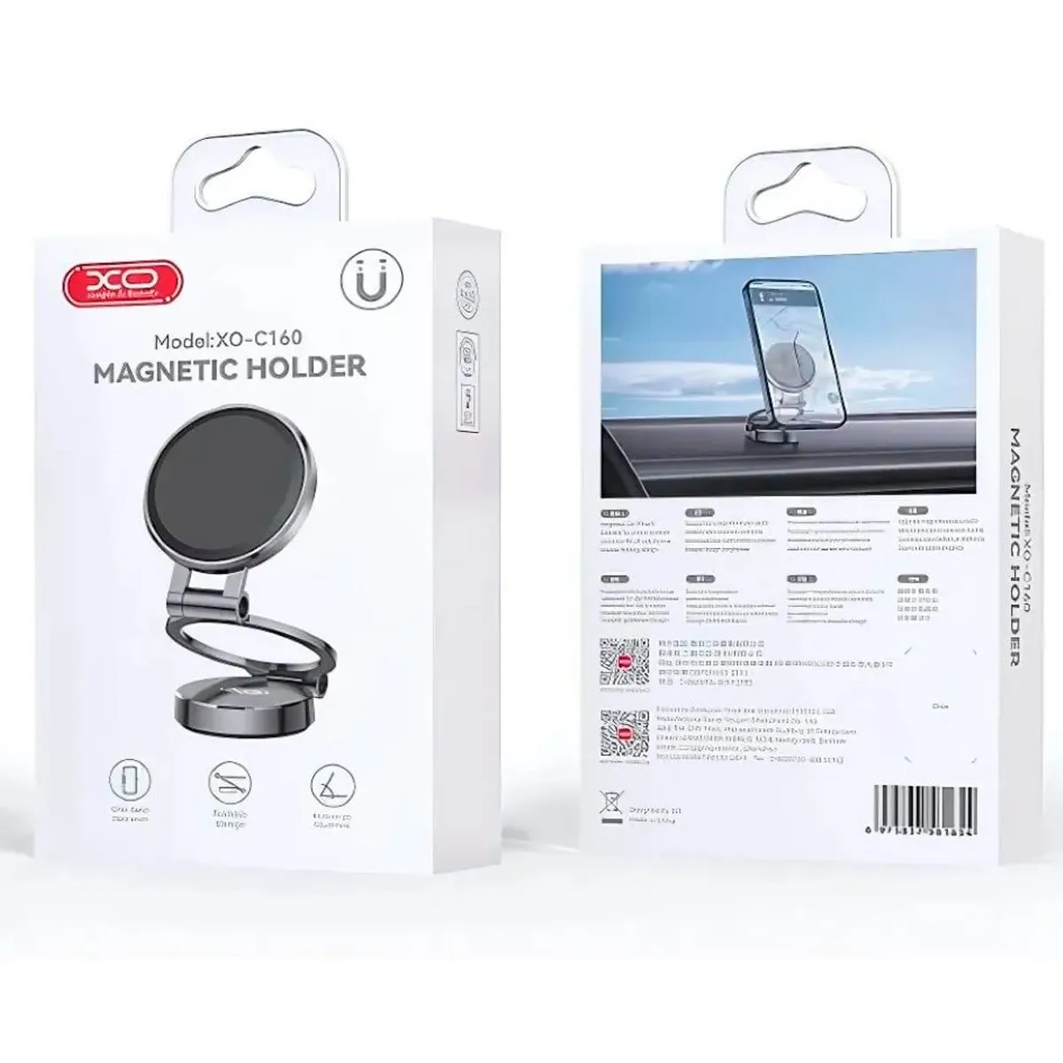 XO - Soporte Magnético Para Auto XO C160 3 Pliegues Negro