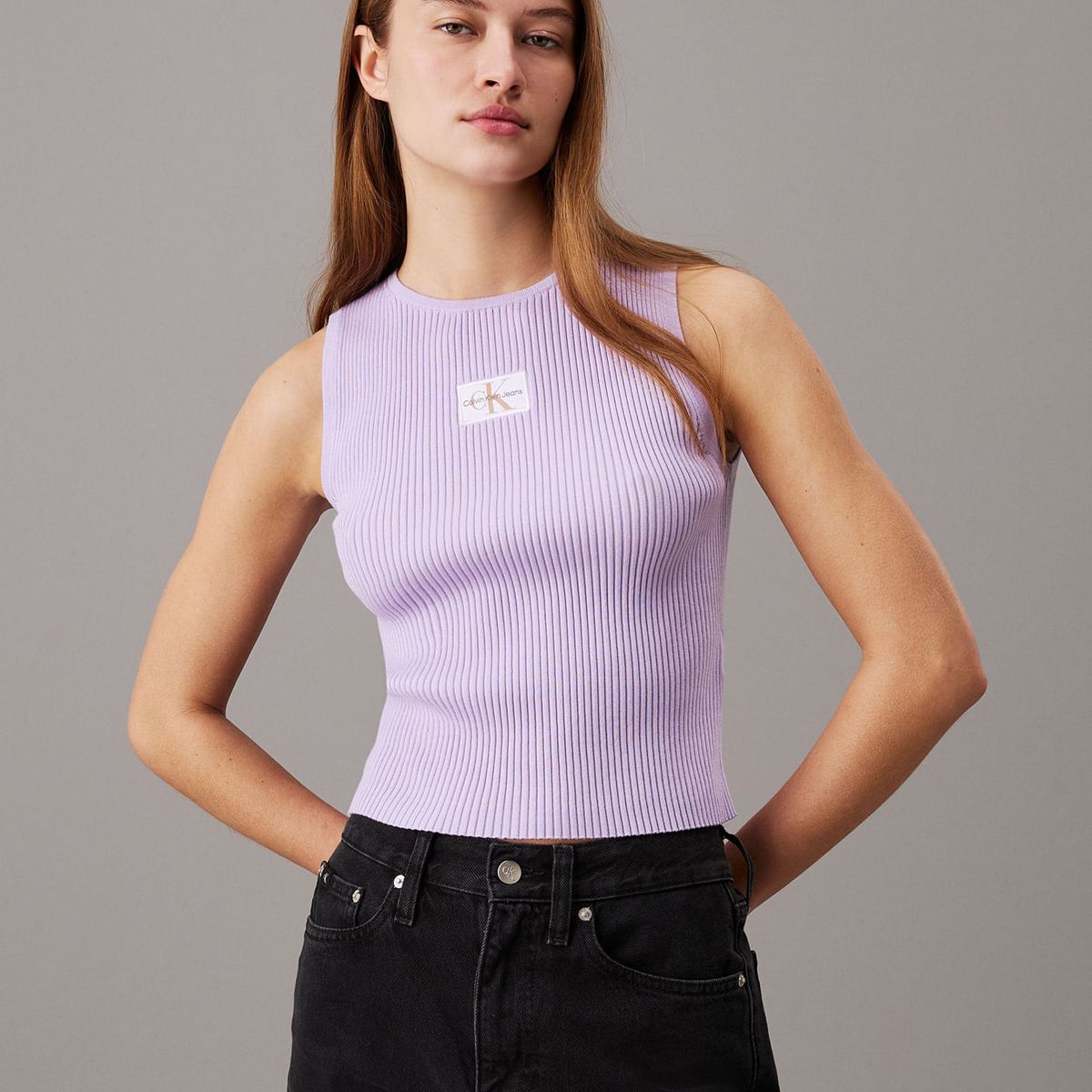 CALVIN KLEIN - TOP WOVEN LABEL SWEATER TANK TOP