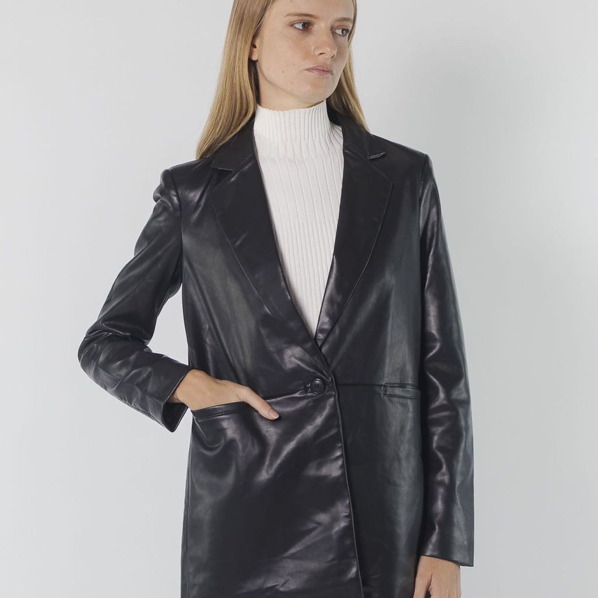 CALVIN KLEIN - SACO 1 BTTN FX LTHR JKT