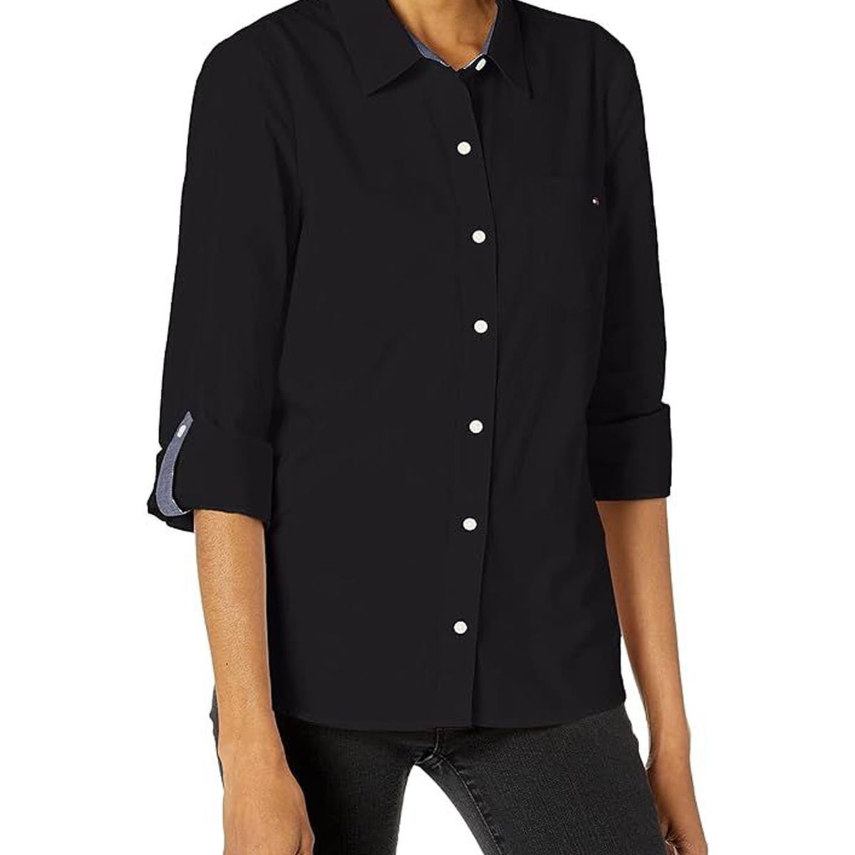 TOMMY HILFIGER - BLUSA ROLL TAB- SOLID