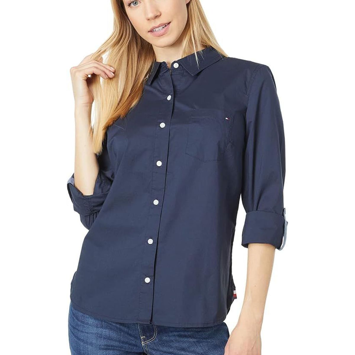 TOMMY HILFIGER - BLUSA ROLL TAB- SOLID TH