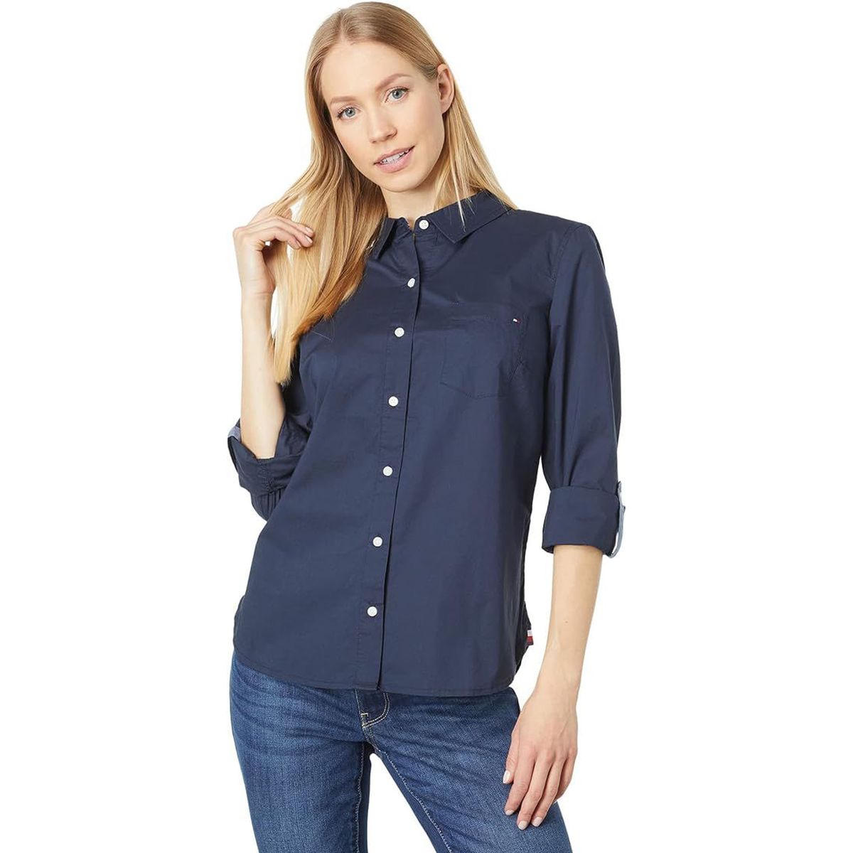 TOMMY HILFIGER - BLUSA ROLL TAB- SOLID TH