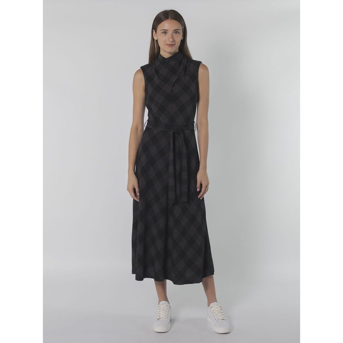 CALVIN KLEIN - VESTIDO PONTE SELF TIE BELT MIDI