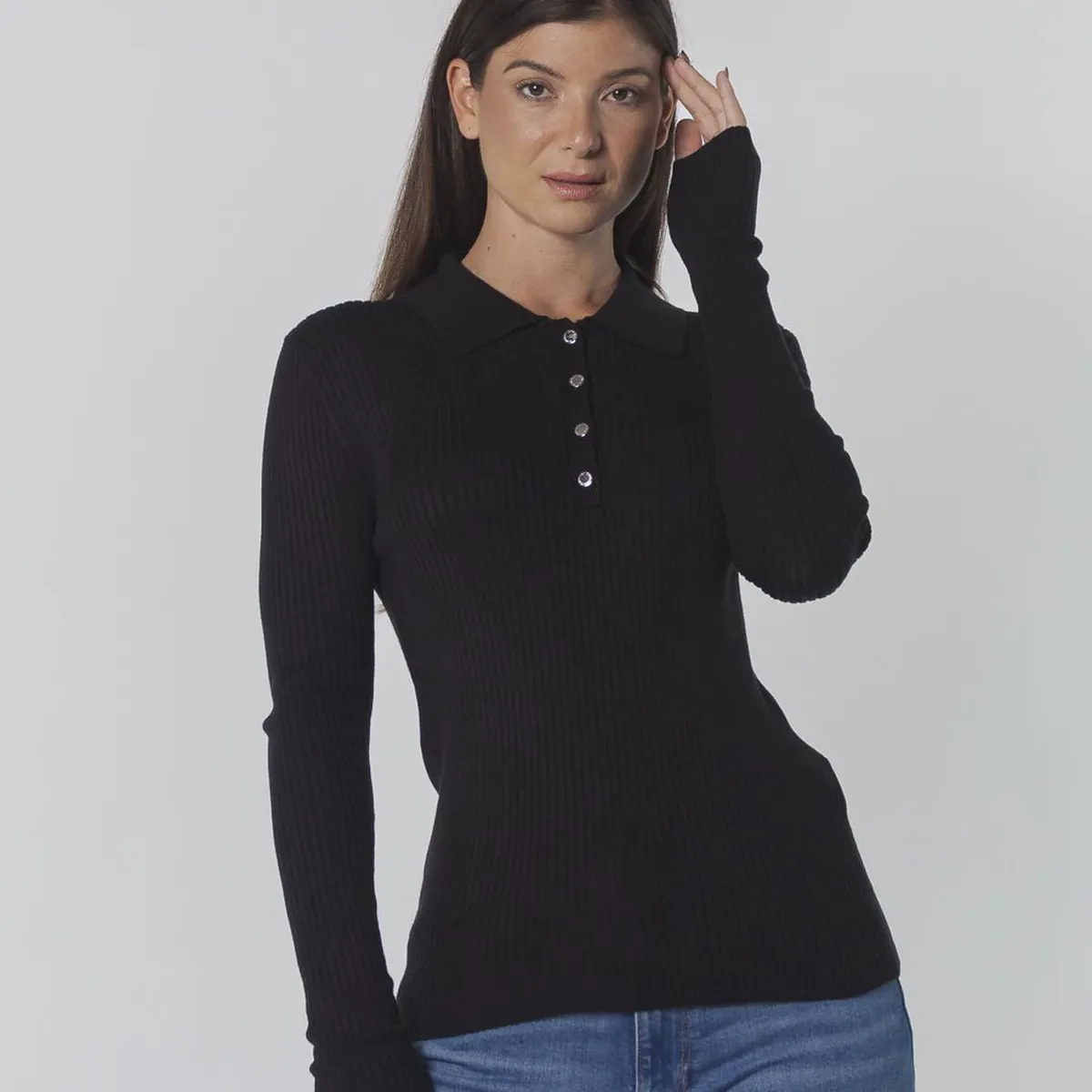 CALVIN KLEIN - POLO  L/S BUTTON UP POLO