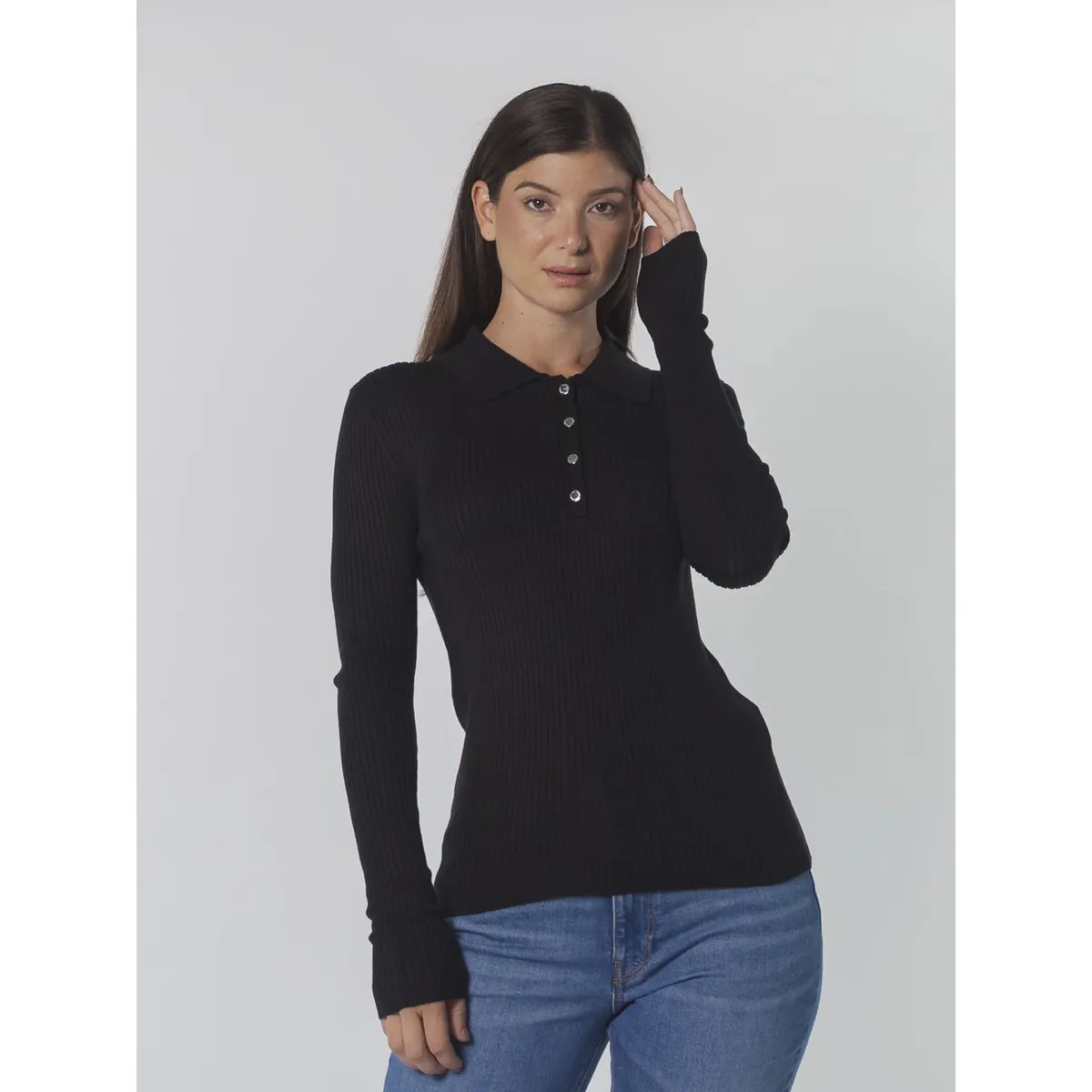 CALVIN KLEIN - POLO  L/S BUTTON UP POLO