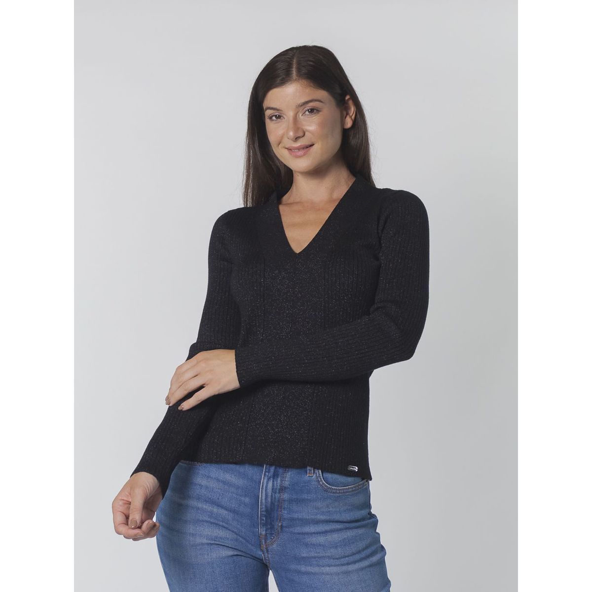 CALVIN KLEIN - SWEATER METALLIC V-NECK