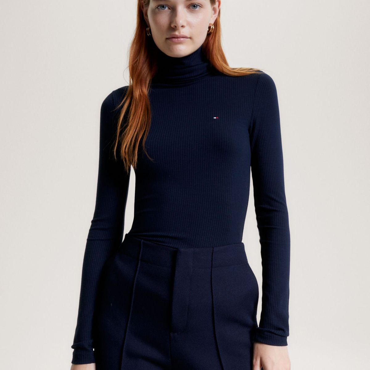 TOMMY HILFIGER - CAMISETA M/L SLIM 5X2 RIB ROLL-NK LS