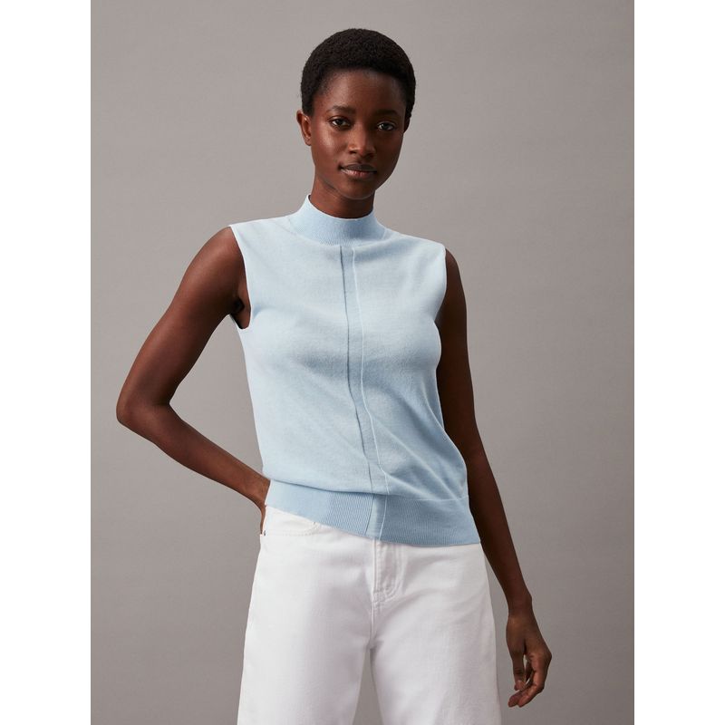 CALVIN KLEIN - SWEATER COTTON SILK SLEEVELESS SWEATER
