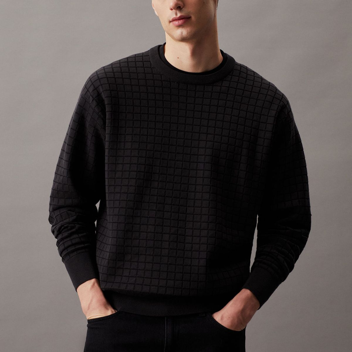 CALVIN KLEIN - SWEATER CHECK PATTERN SWEATER
