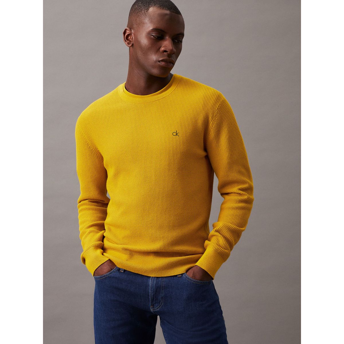 CALVIN KLEIN - SWEATER WAFFLE STRUCTURE SWEATER