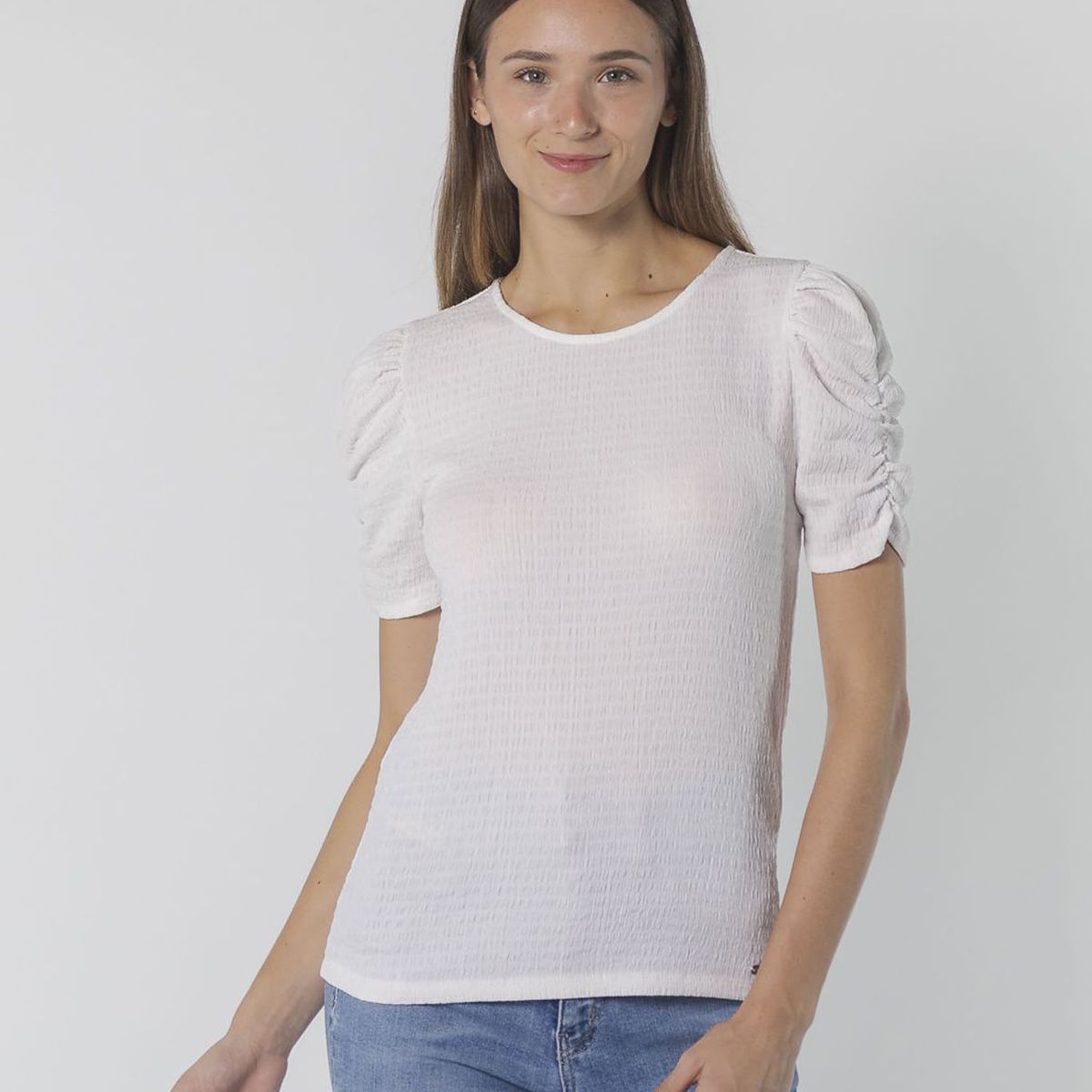 CALVIN KLEIN - BLUSA TEXT RUCHED S/S