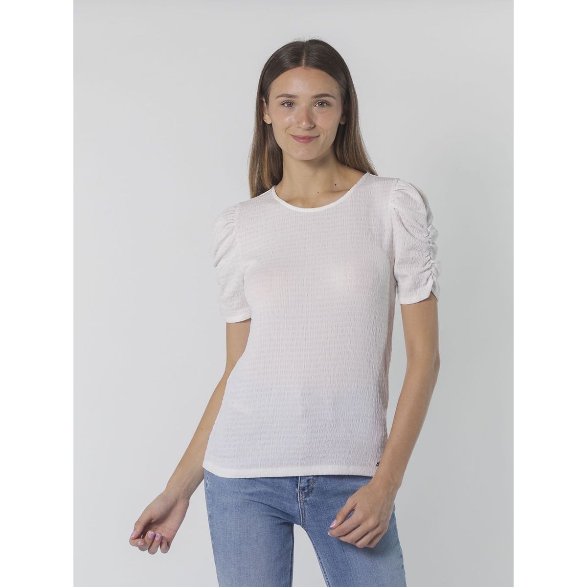 CALVIN KLEIN - BLUSA TEXT RUCHED S/S