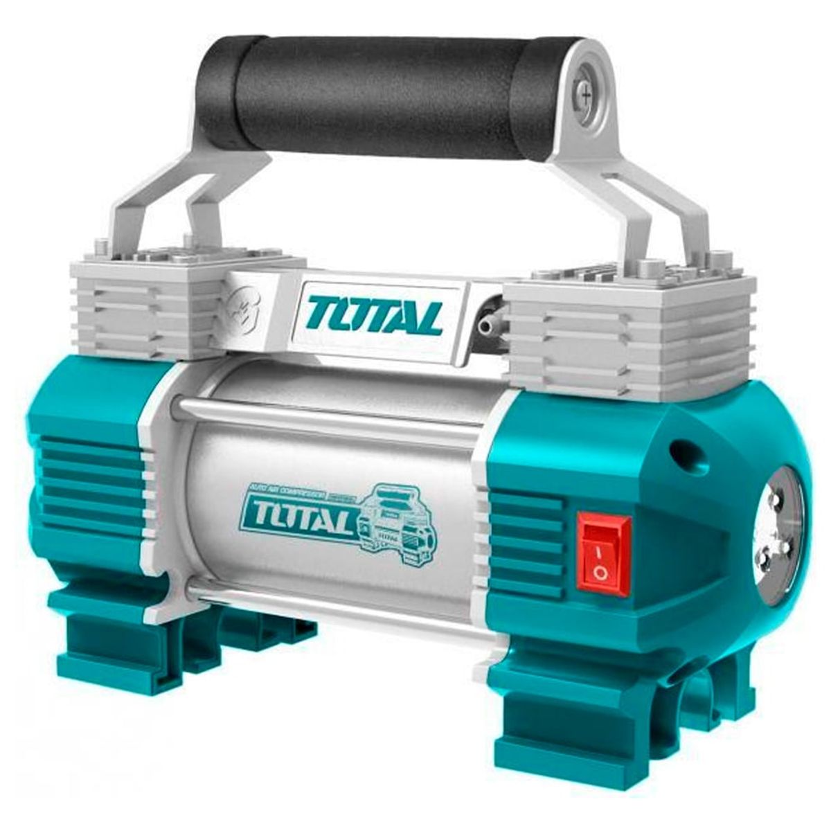 TOTAL TOOLS - Mini Compresora Aire Portatil Auto Vehiculos 12V TTAC2506 120PSI Dos Pistones
