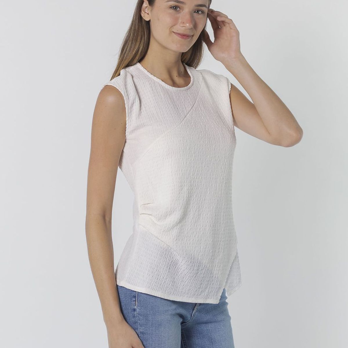 CALVIN KLEIN - BLUSA S/L W/FX WRAP HEM