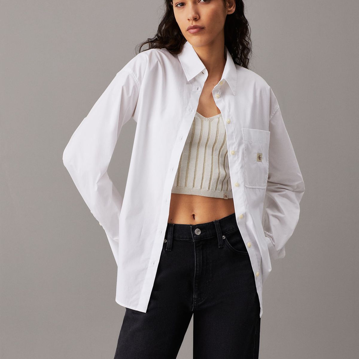 CALVIN KLEIN - BLUSA WOVEN LABEL RELAXED SHIRT
