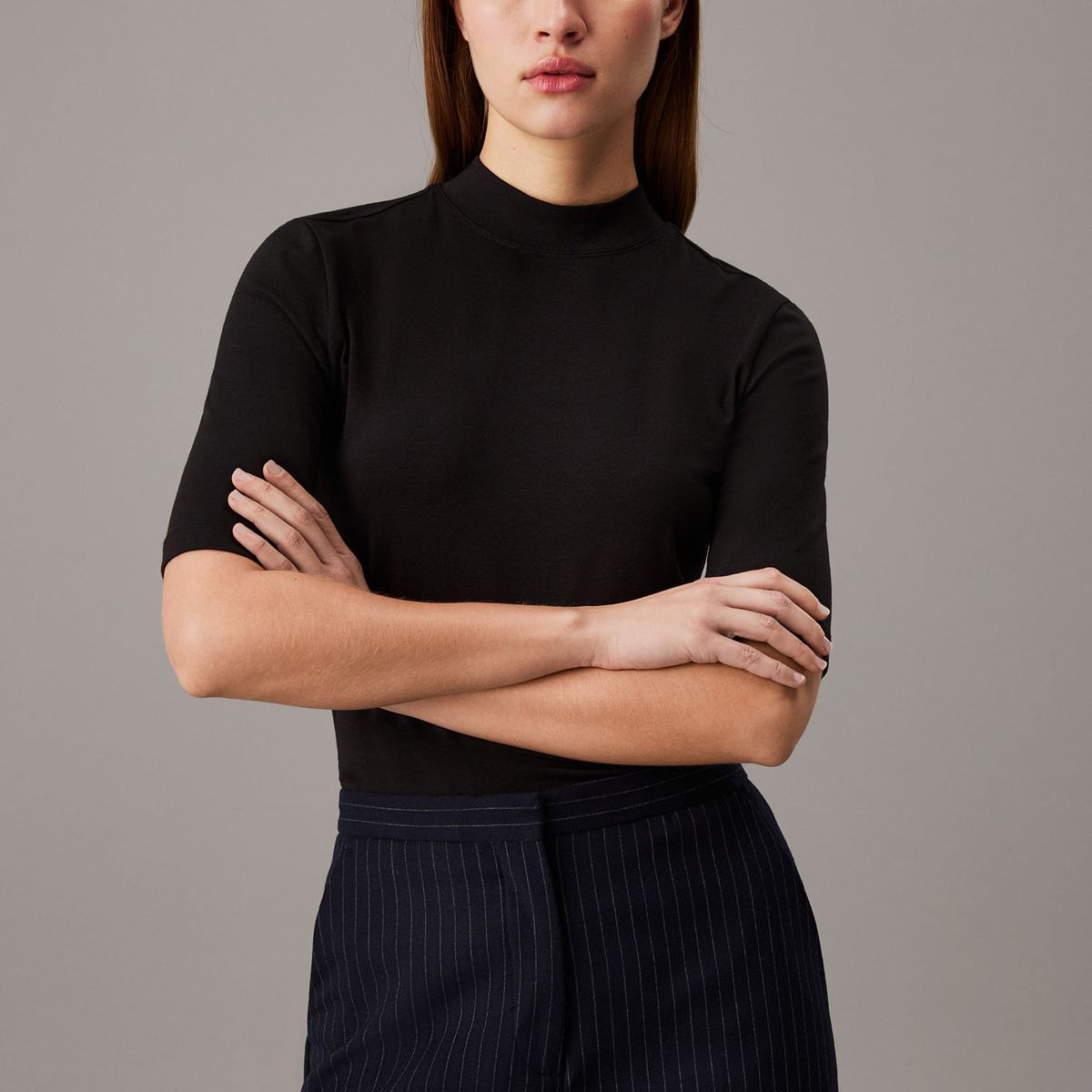 CALVIN KLEIN - CAMISETA MODAL STRETCH SLIM MOCK TOP 1/