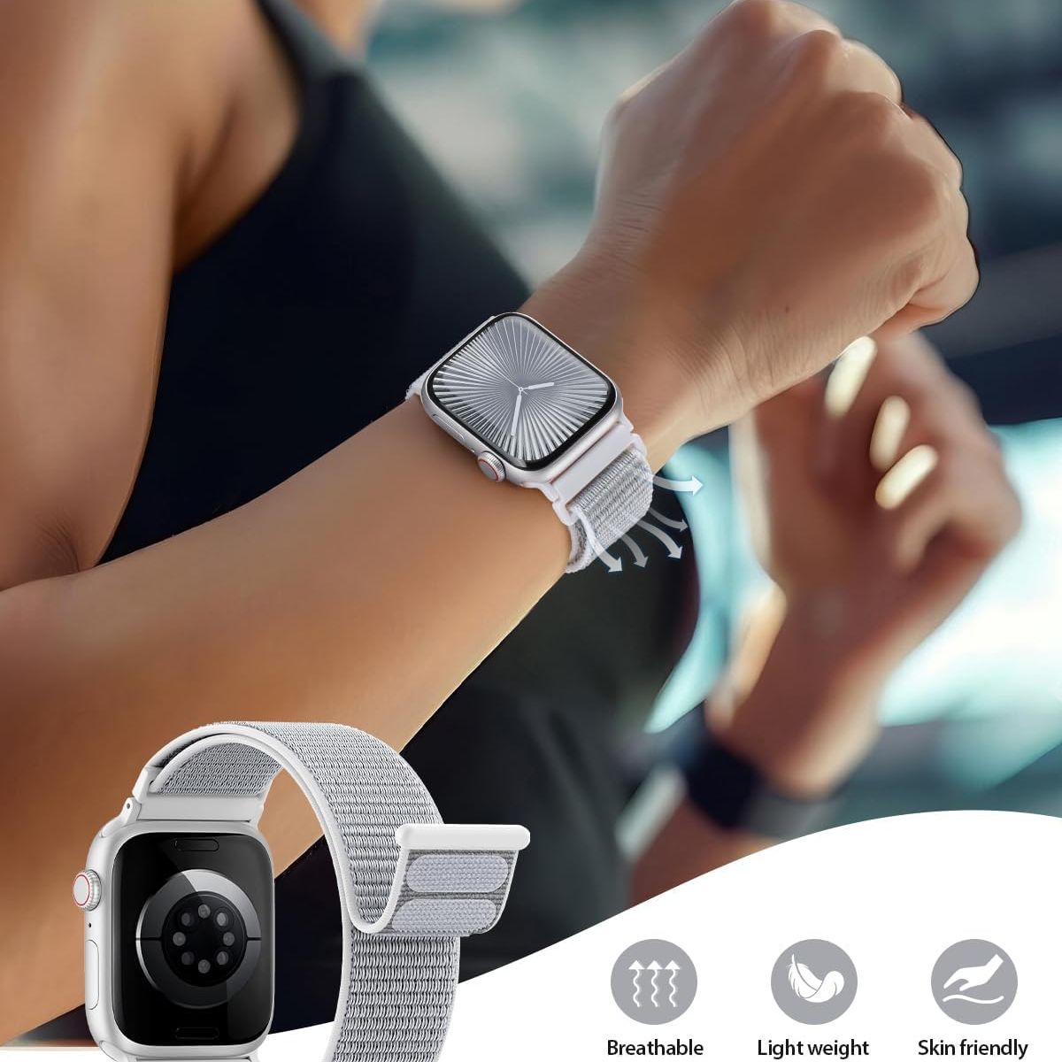 GENERICO - Correa Nylon para Apple Watch y Smartwatch 42 / 44 / 45 / 49mm Gris