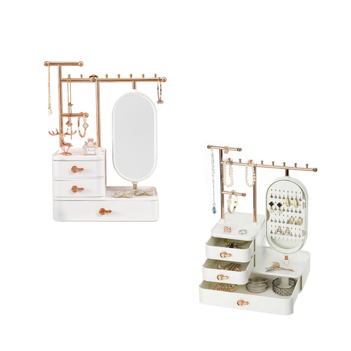 GENERICO - Organizador de Joyas Cosméticos porta aretes CON ESPEJO giratorio