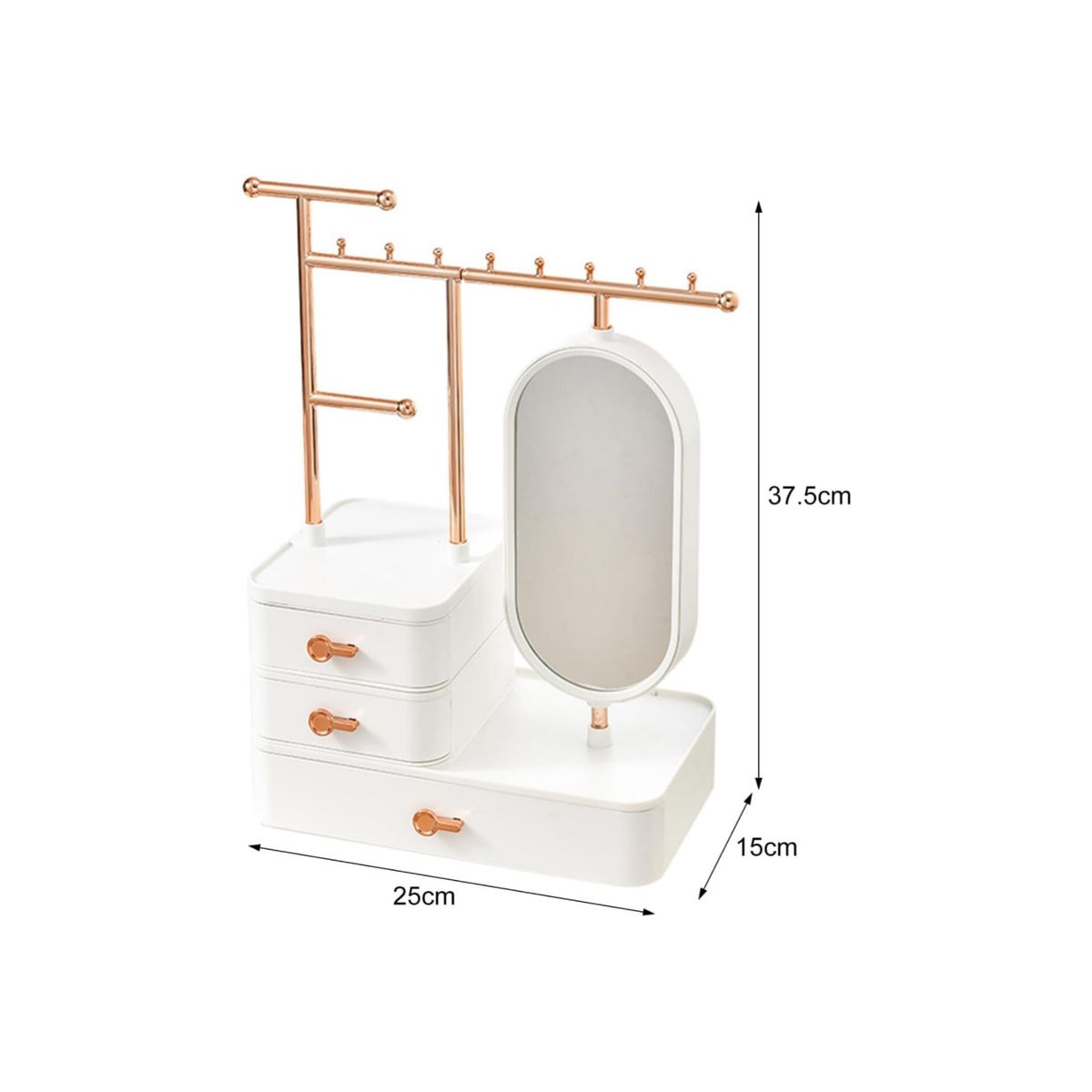 GENERICO - Organizador de Joyas Cosméticos porta aretes CON ESPEJO giratorio