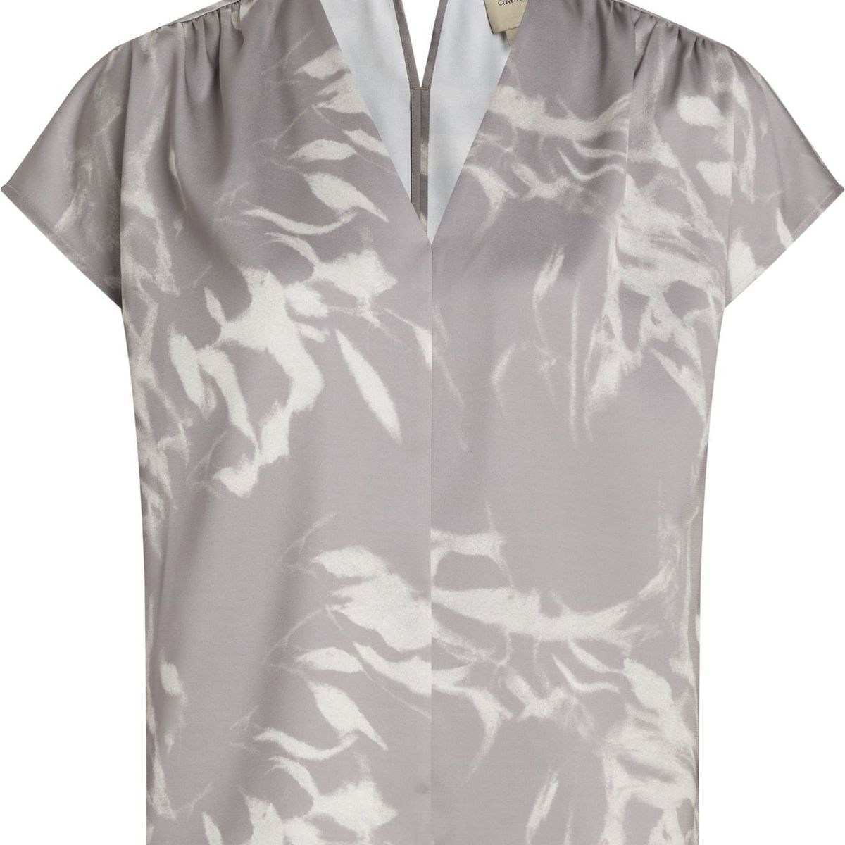 CALVIN KLEIN - BLUSA SHINY SATIN SS V NECK BLOUSE