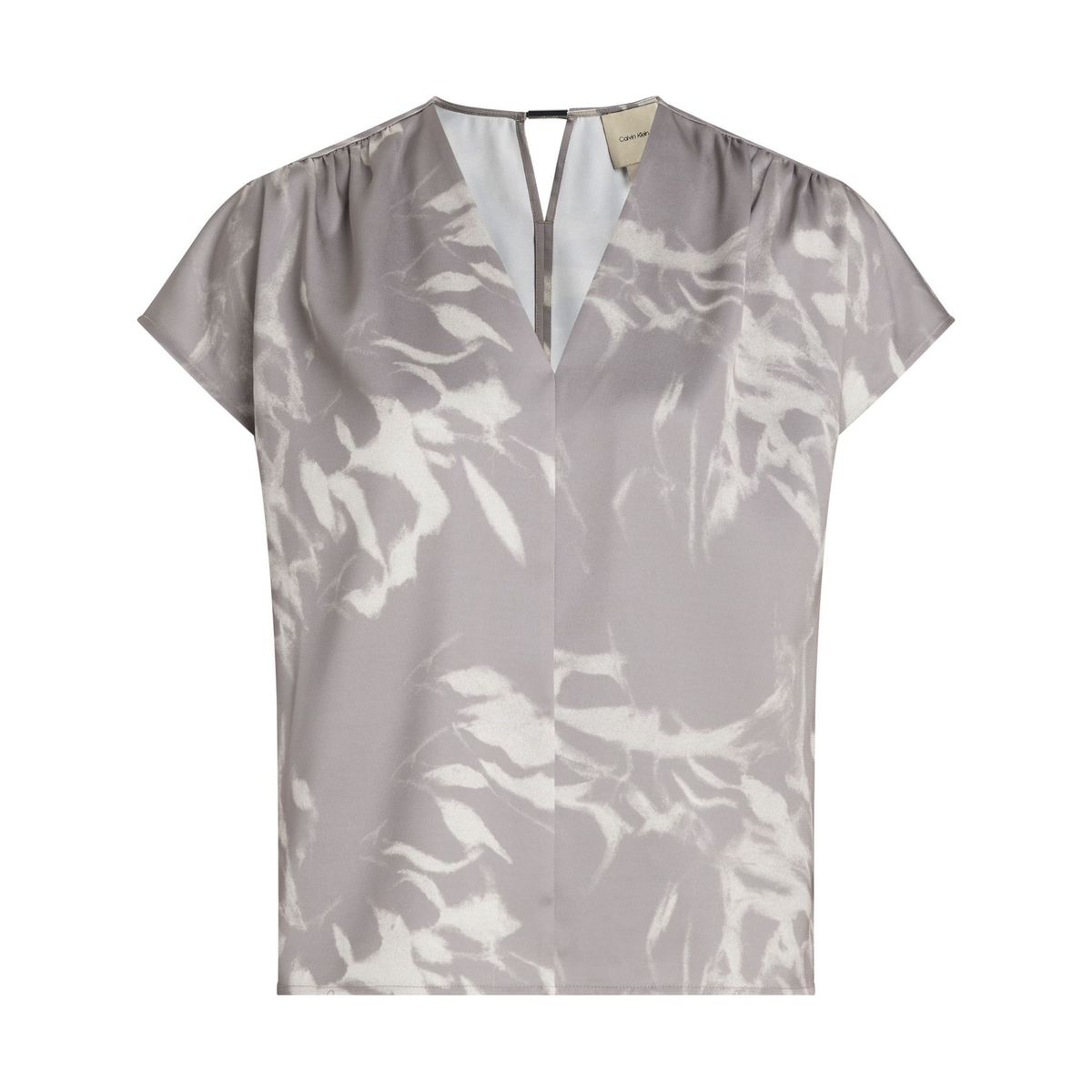 CALVIN KLEIN - BLUSA SHINY SATIN SS V NECK BLOUSE