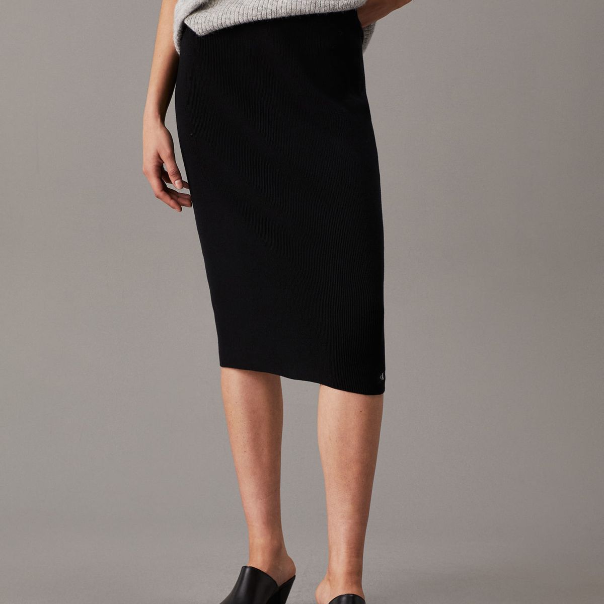 CALVIN KLEIN - FALDA WOVEN LABEL SWEATER SKIRT