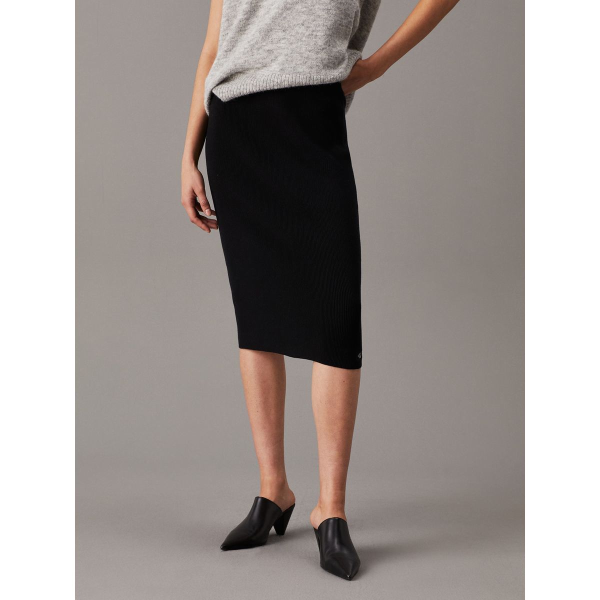 CALVIN KLEIN - FALDA WOVEN LABEL SWEATER SKIRT