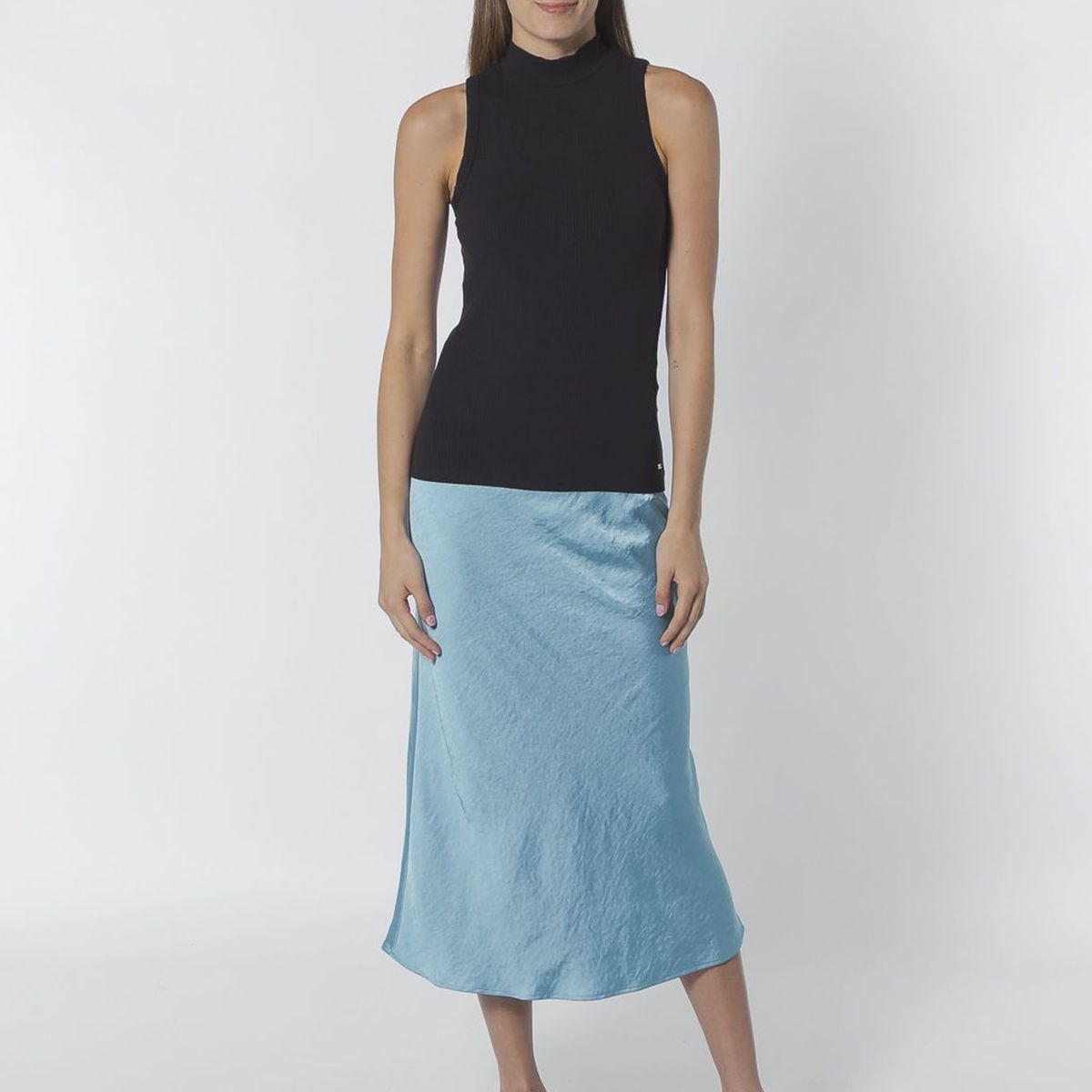 TOMMY HILFIGER - CAMISETA W SLIM 5X2 RIB MOCK- NK TANK N TH