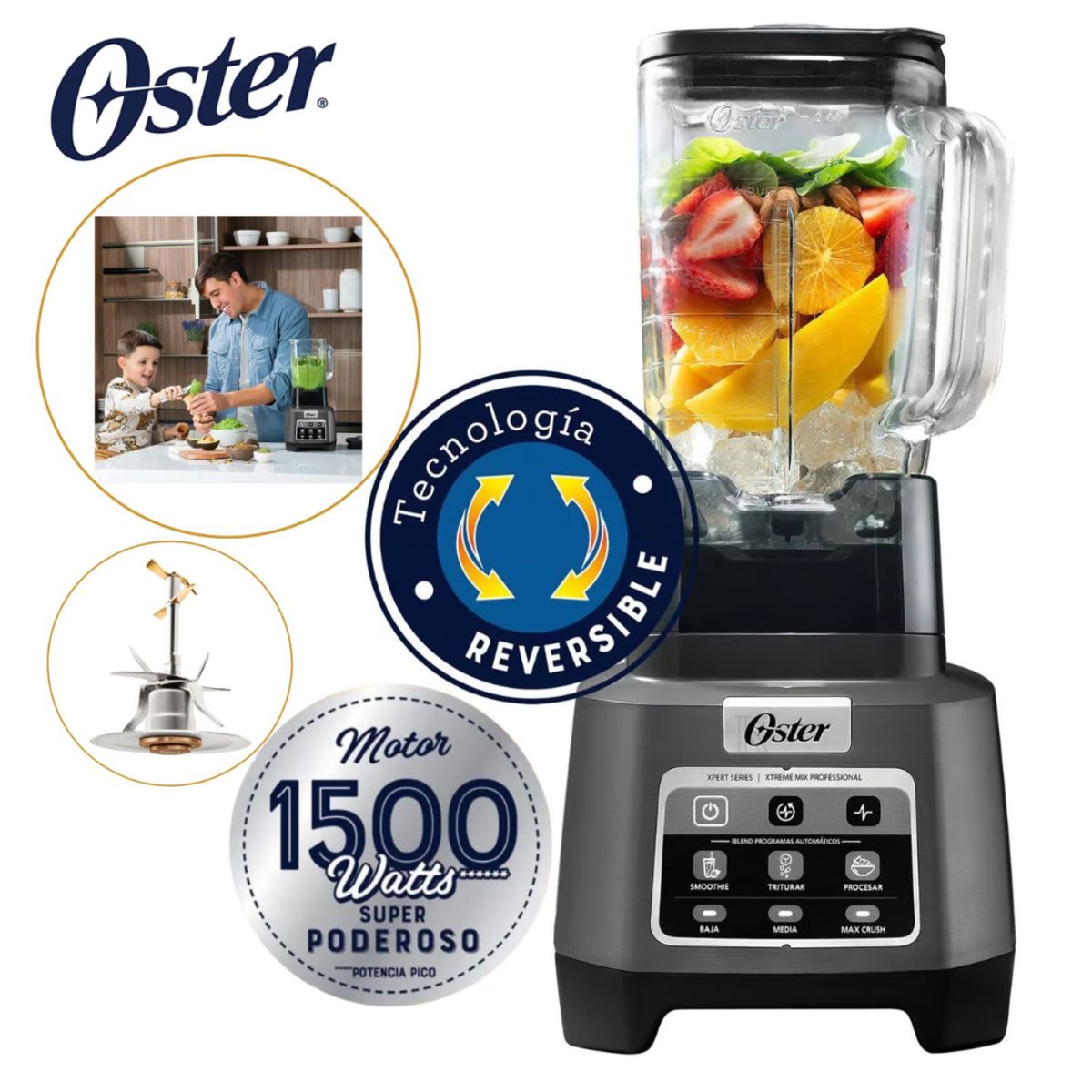 OSTER - Licuadora Oster Profesional de 1500w Xtreme Mix 2 Litros Pica Hielo