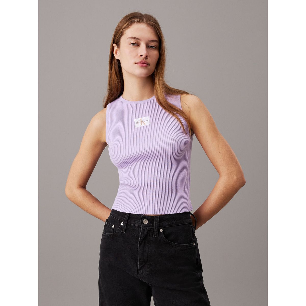 CALVIN KLEIN - TOP WOVEN LABEL SWEATER TANK TOP