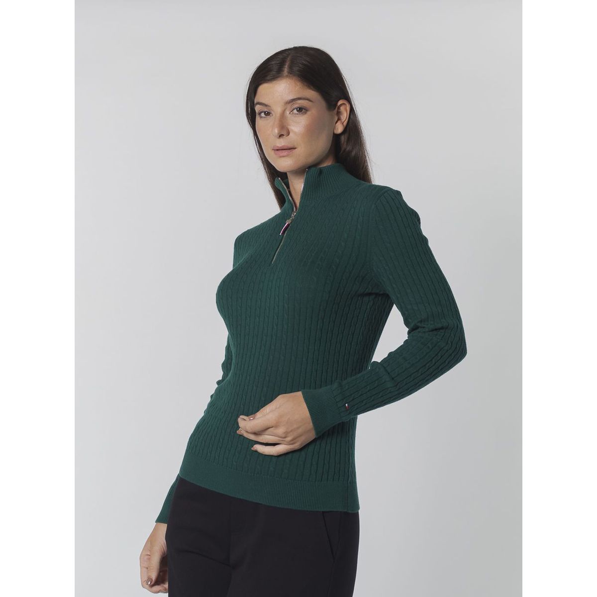 TOMMY HILFIGER - SWEATER 1/4 ZP MCKNK CBL SWTR