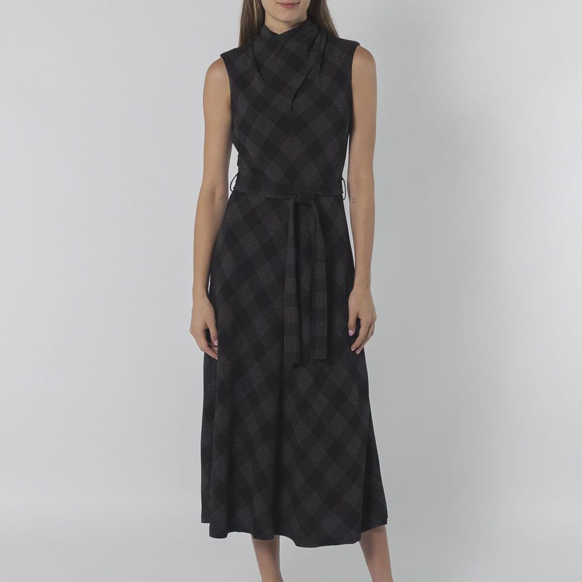 CALVIN KLEIN - VESTIDO PONTE SELF TIE BELT MIDI